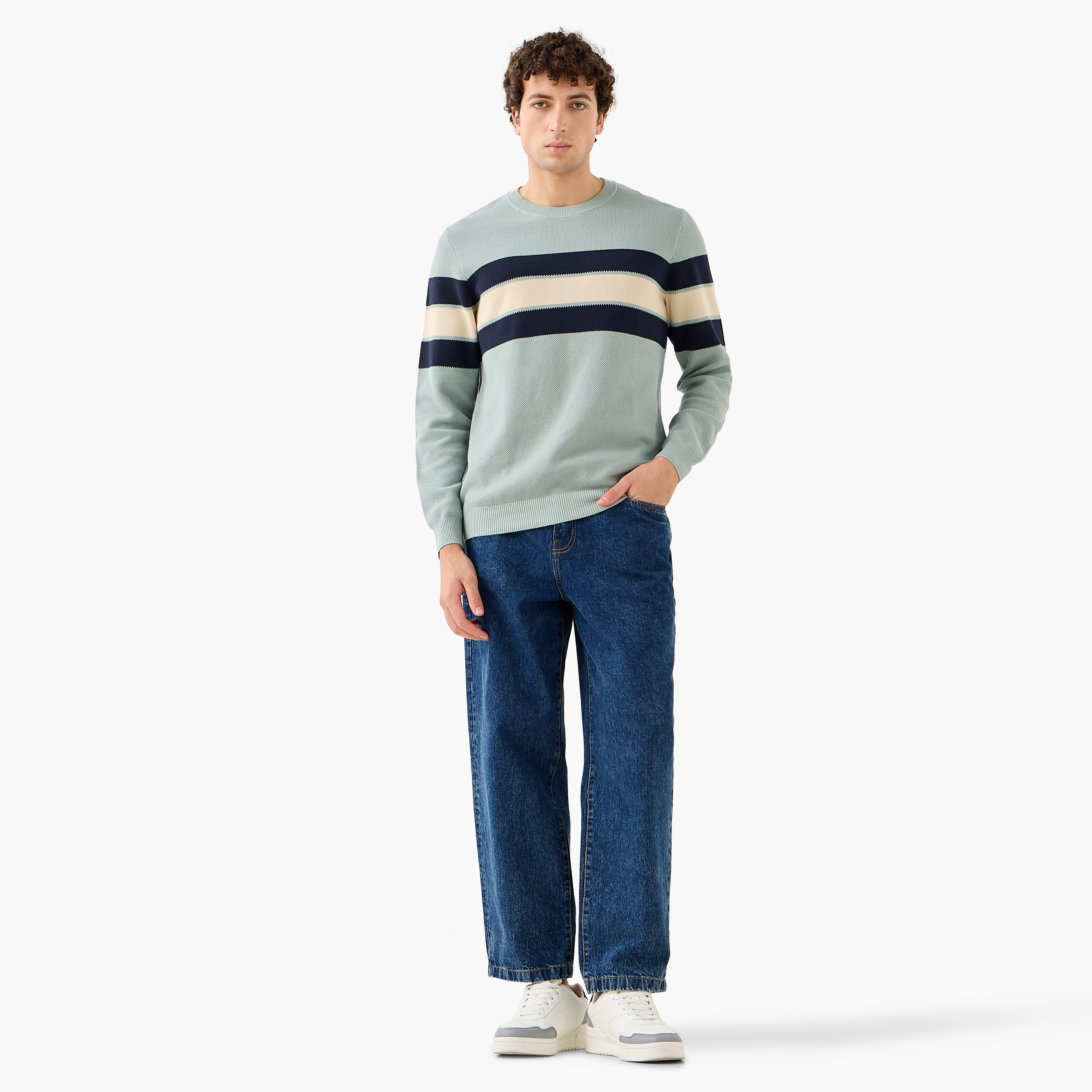 Men Crew Neck Striped Sweater-men-clothing-sweatersandpullovers-image-2