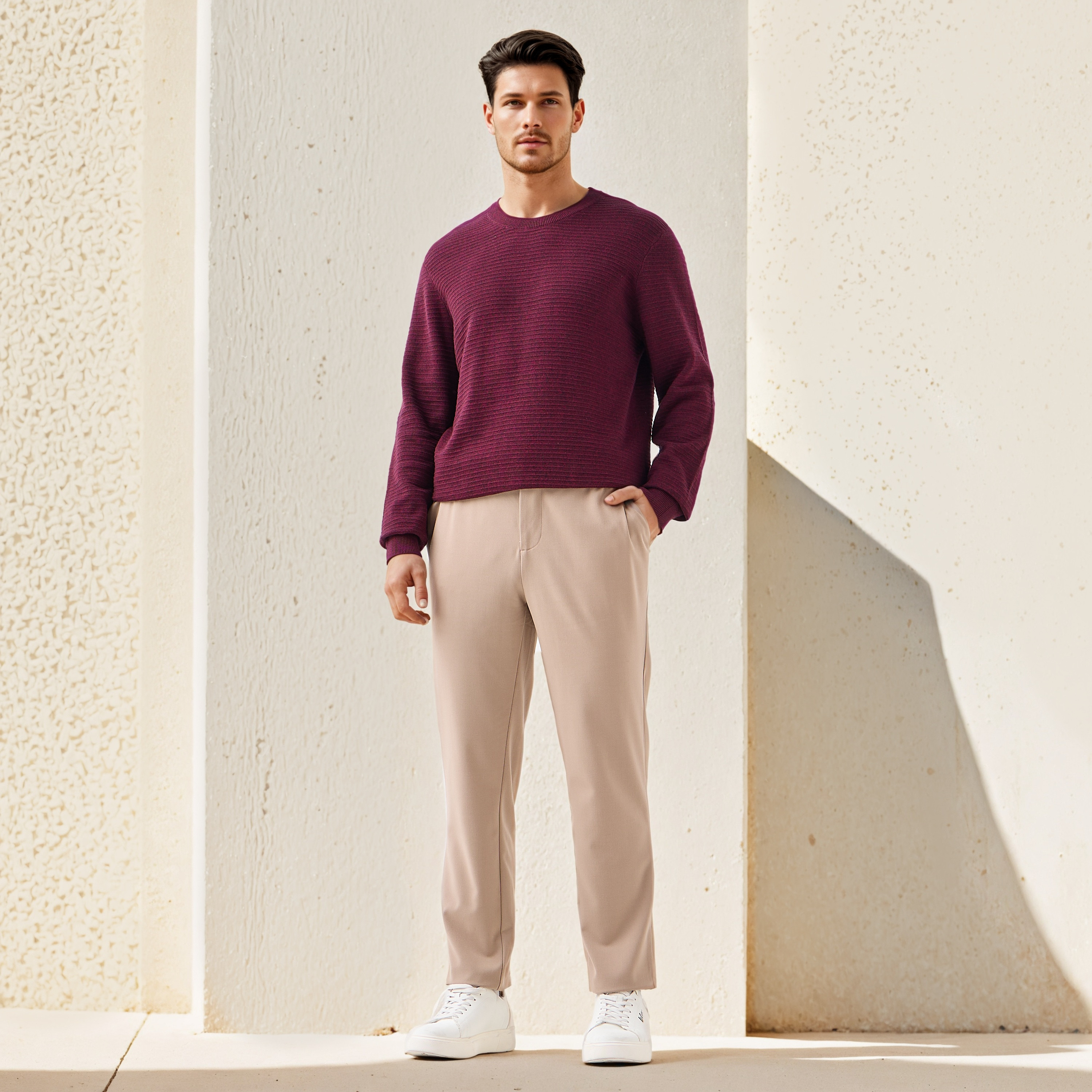 Textured Ottoman Sweater with Crew Neck-men-clothing-sweatersandpullovers-image-2