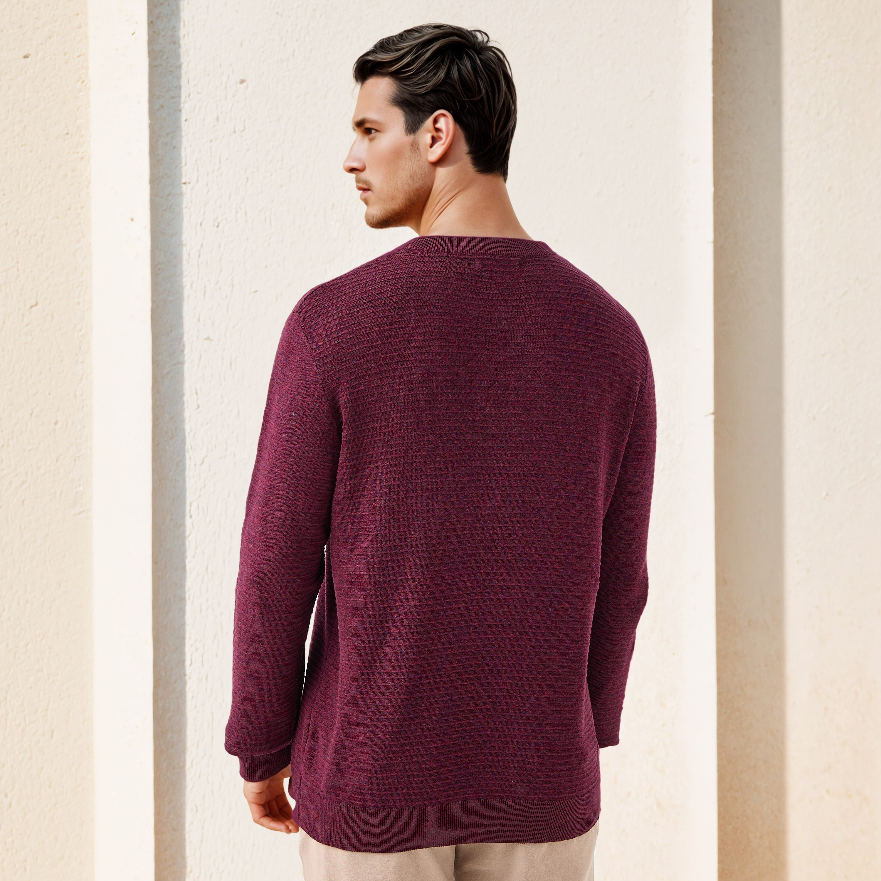 Textured Ottoman Sweater with Crew Neck-men-clothing-sweatersandpullovers-image-3