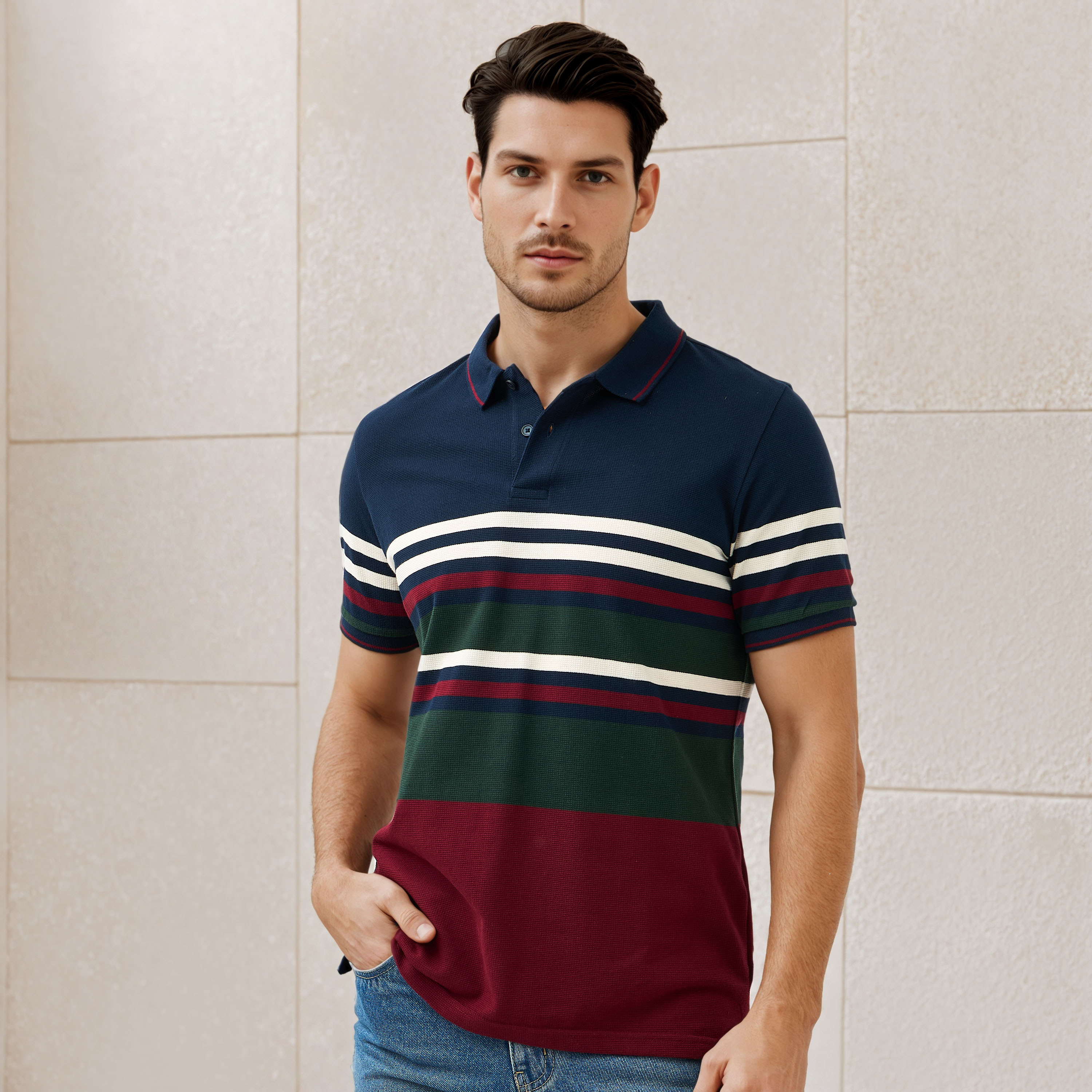 Striped Pique Polo T-shirt-men-clothing-tshirtsandpolos-polos-image-1