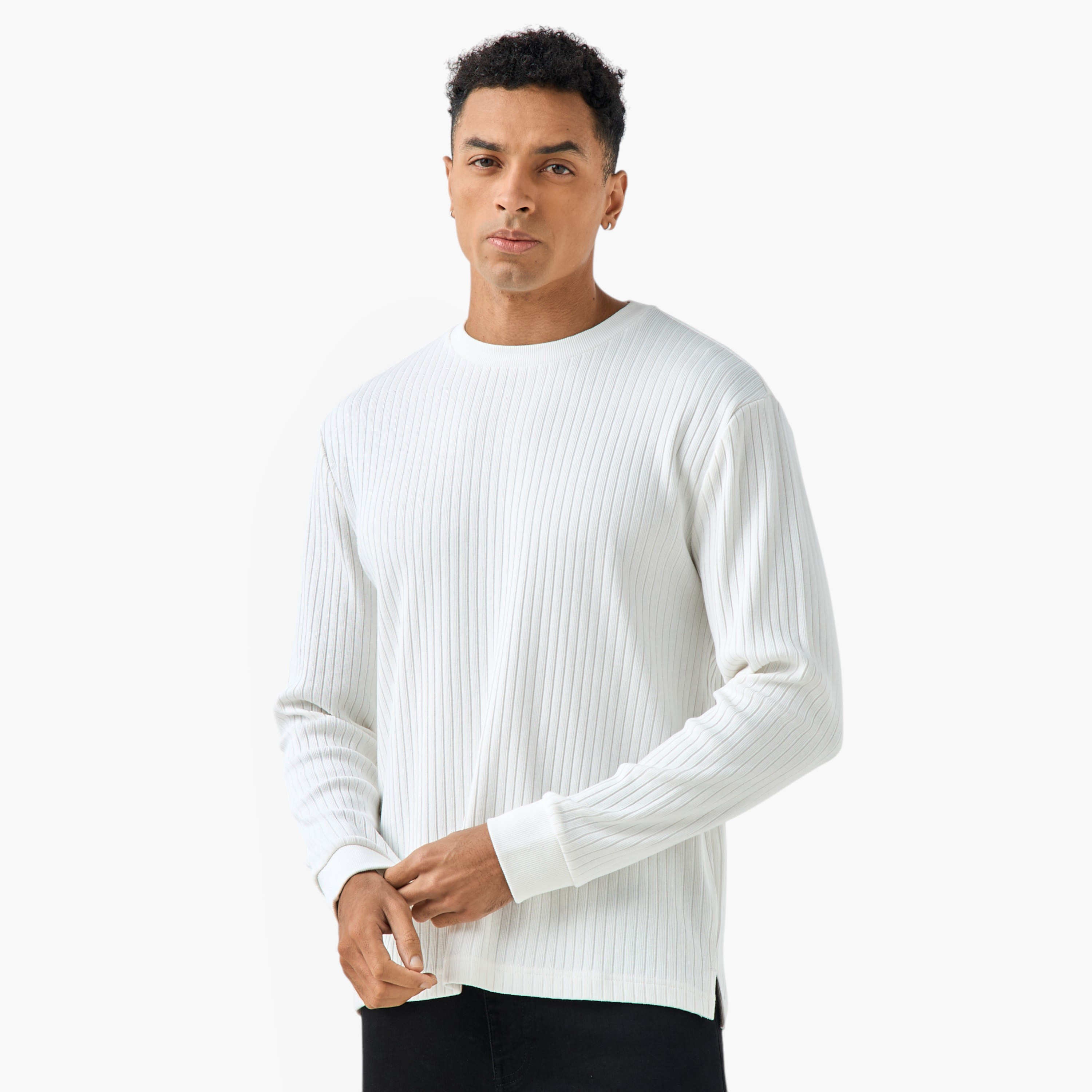 Men Regular Fit Crew Neck Long Sleeves Ribbed T-shirt-men-clothing-tshirtsandpolos-tshirts-image-1