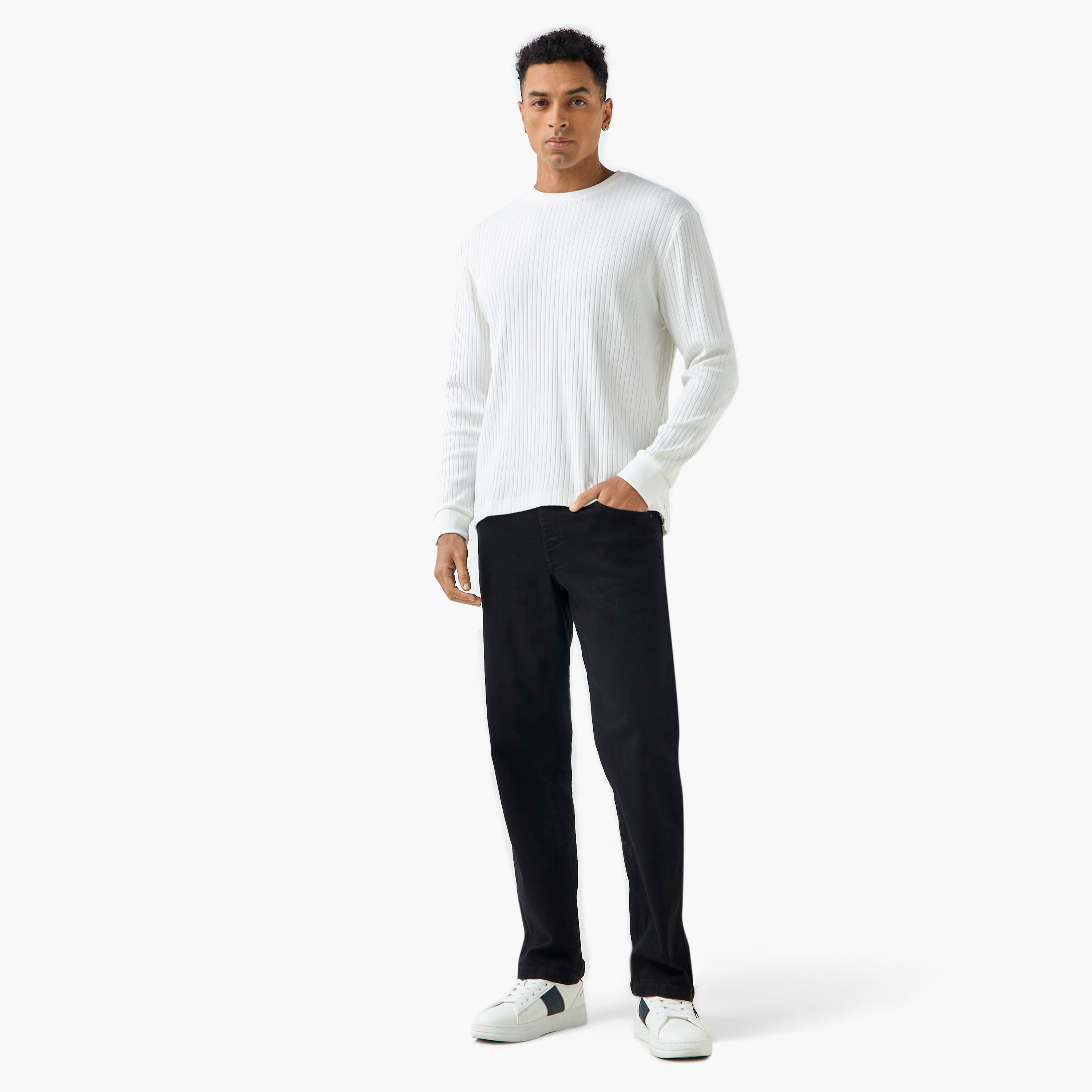 Men Regular Fit Crew Neck Long Sleeves Ribbed T-shirt-men-clothing-tshirtsandpolos-tshirts-image-2