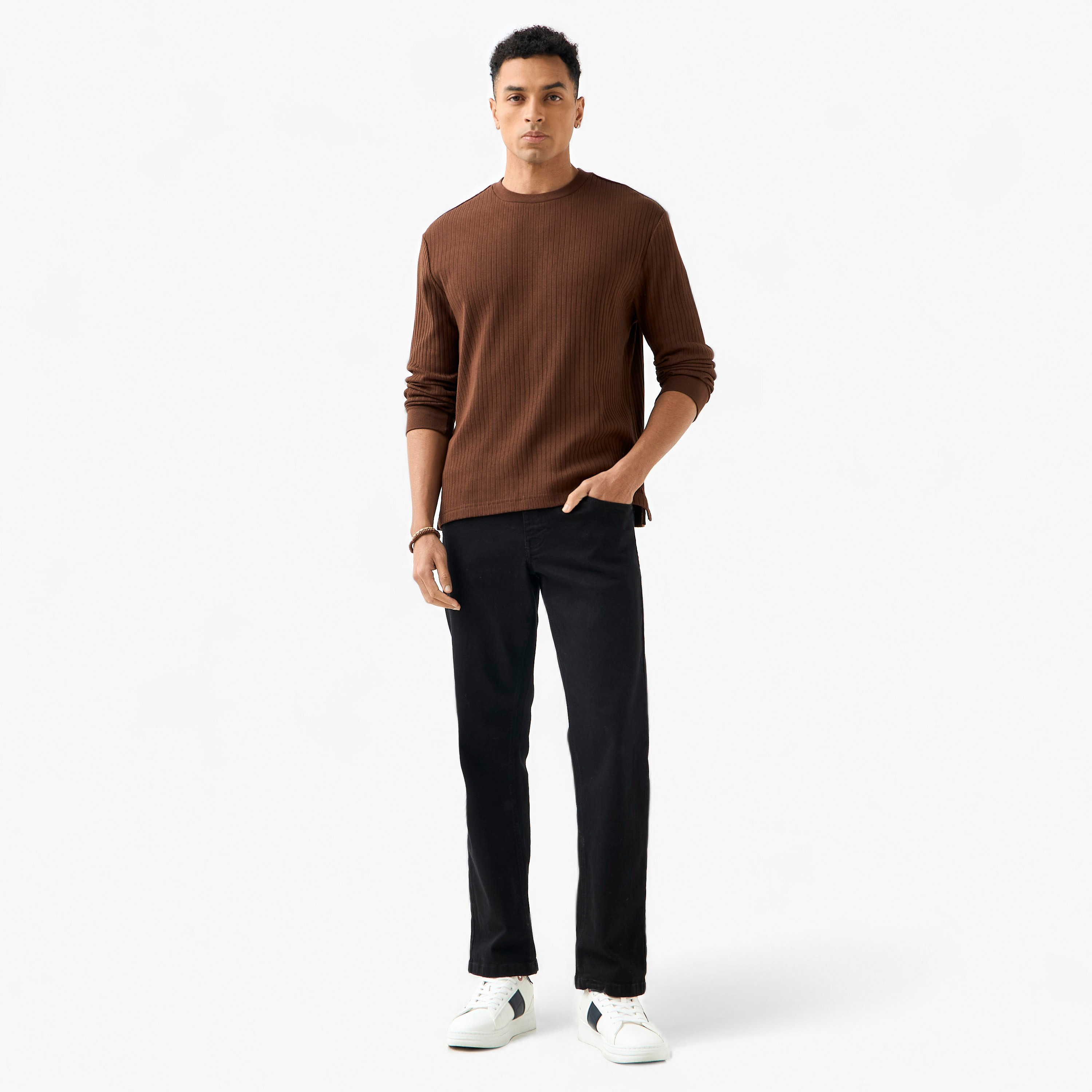 Men Regular Fit Crew Neck Long Sleeves Ribbed T-shirt-men-clothing-tshirtsandpolos-tshirts-image-2
