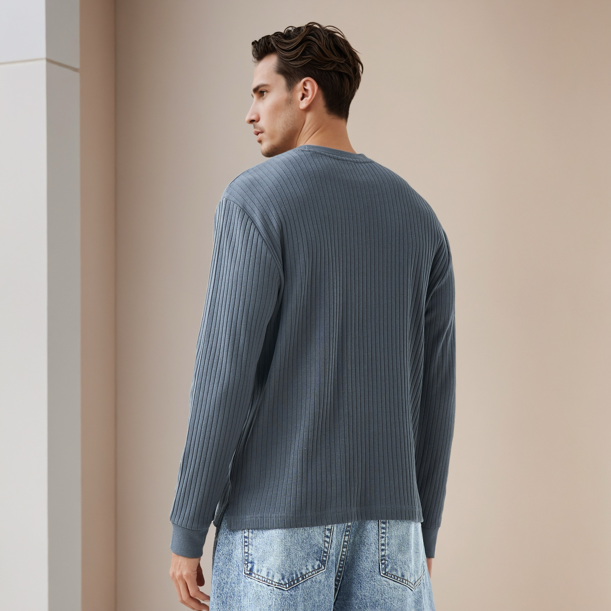 Men Regular Fit Crew Neck Long Sleeves Ribbed T-shirt-men-clothing-tshirtsandpolos-tshirts-image-3