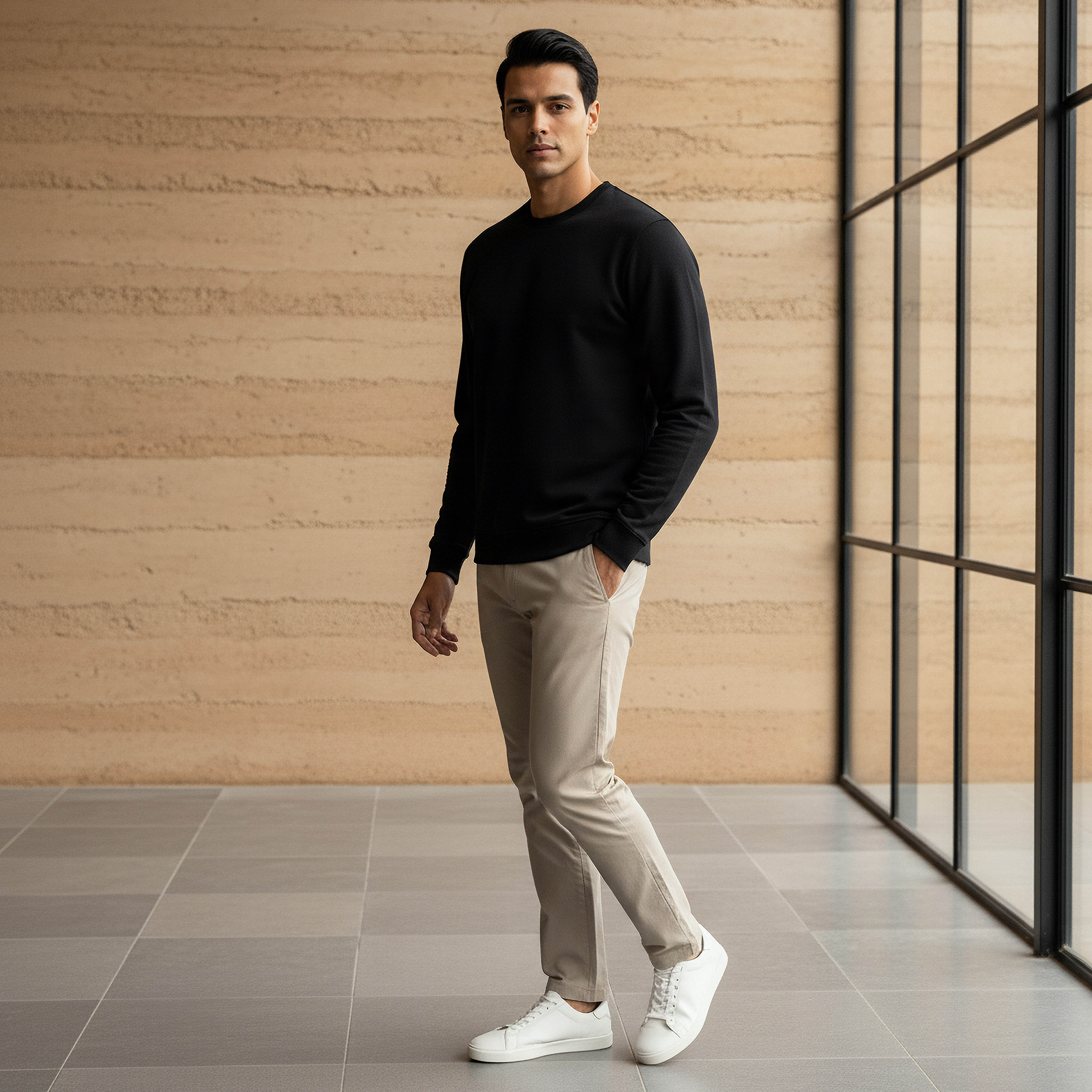 Men Regular Fit Crew Neck Sweatshirt-men-winterwear-hoodiesandsweatshirts-image-2
