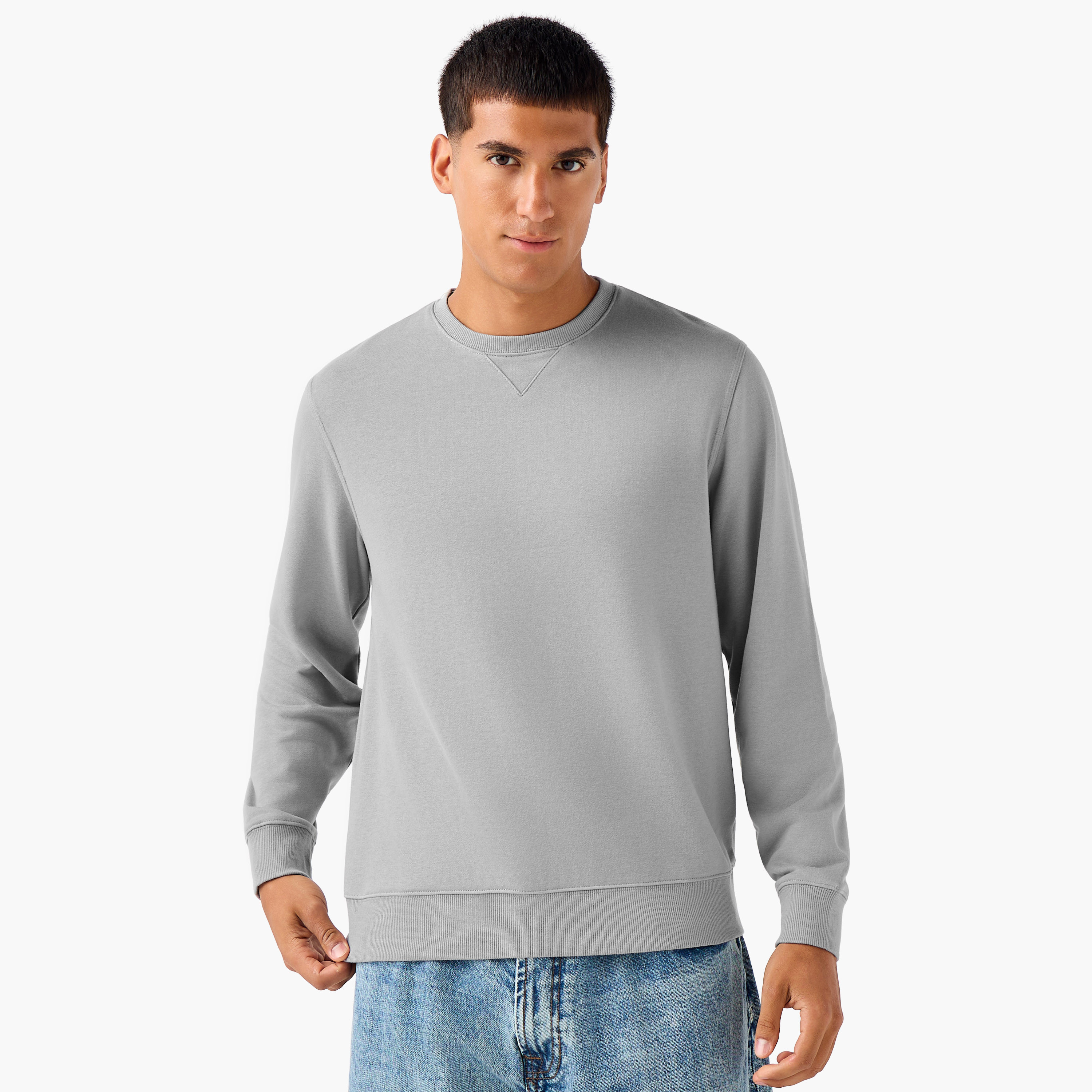 Men Regular Fit Crew Neck Sweatshirt-men-winterwear-hoodiesandsweatshirts-image-2