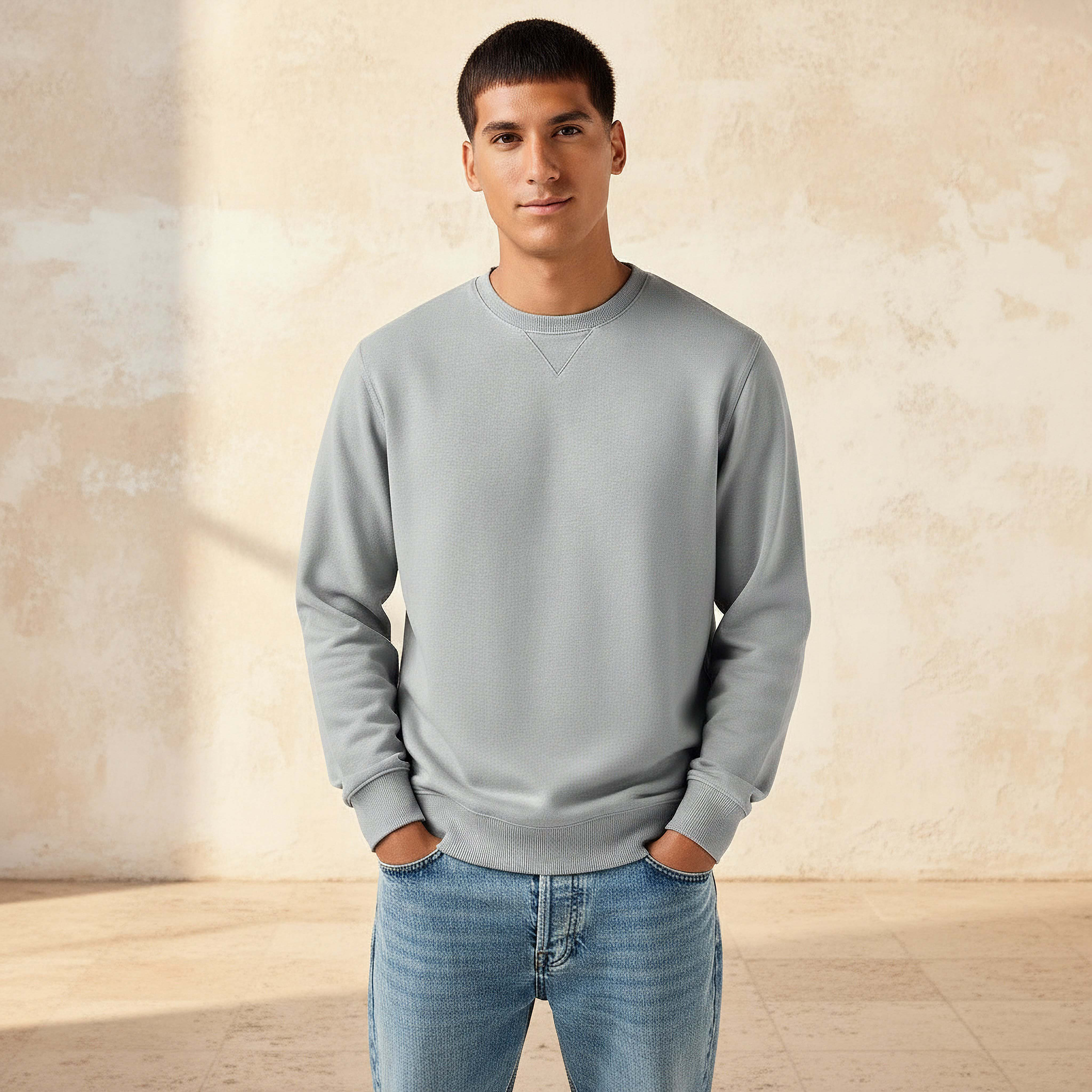 Men Regular Fit Crew Neck Sweatshirt-men-winterwear-hoodiesandsweatshirts-image-1