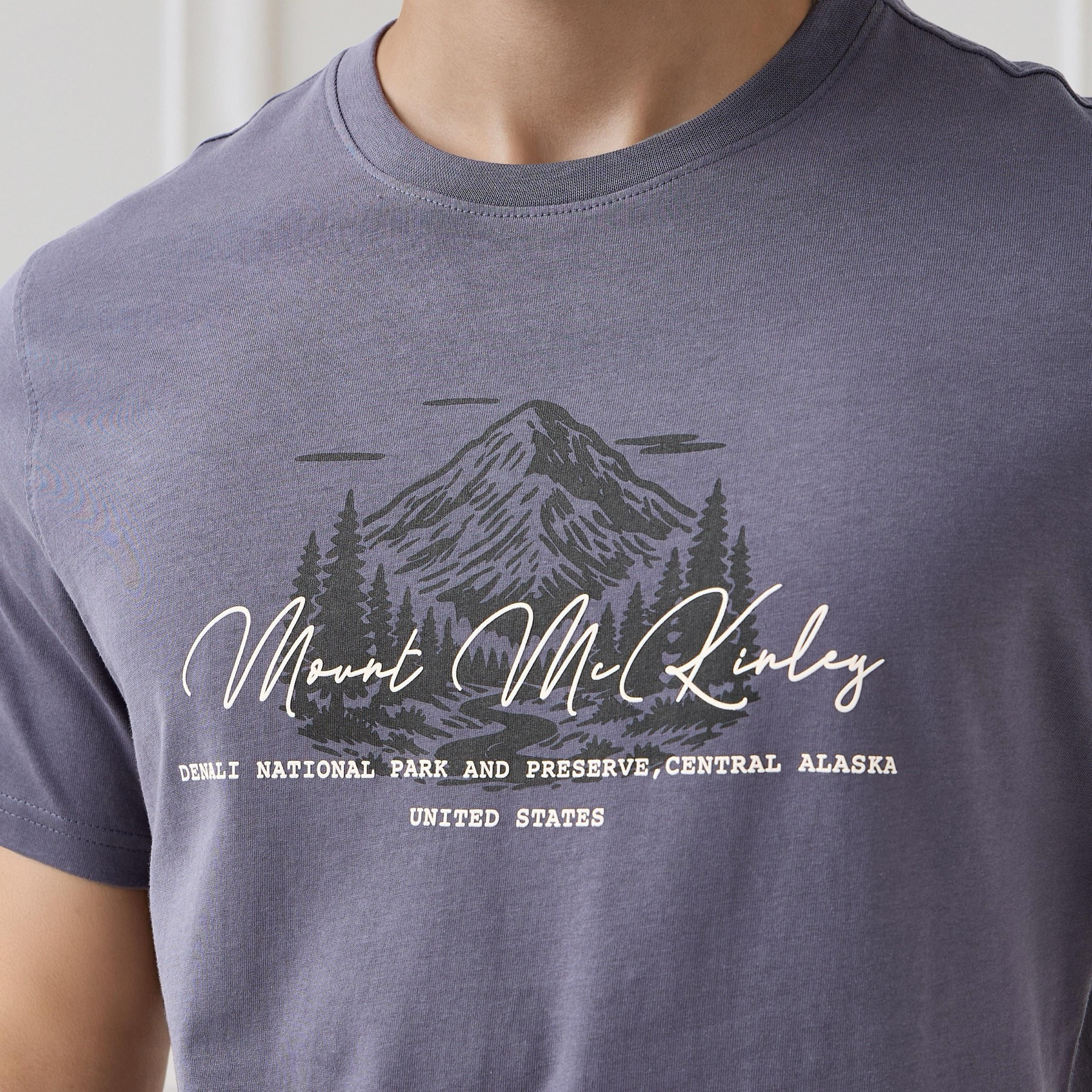 تيشيرت بقصّة سليم وياقة ضيقة وأكمام قصيرة وطبعات للرجال-men-clothing-tshirtsandpolos-tshirts-image-5