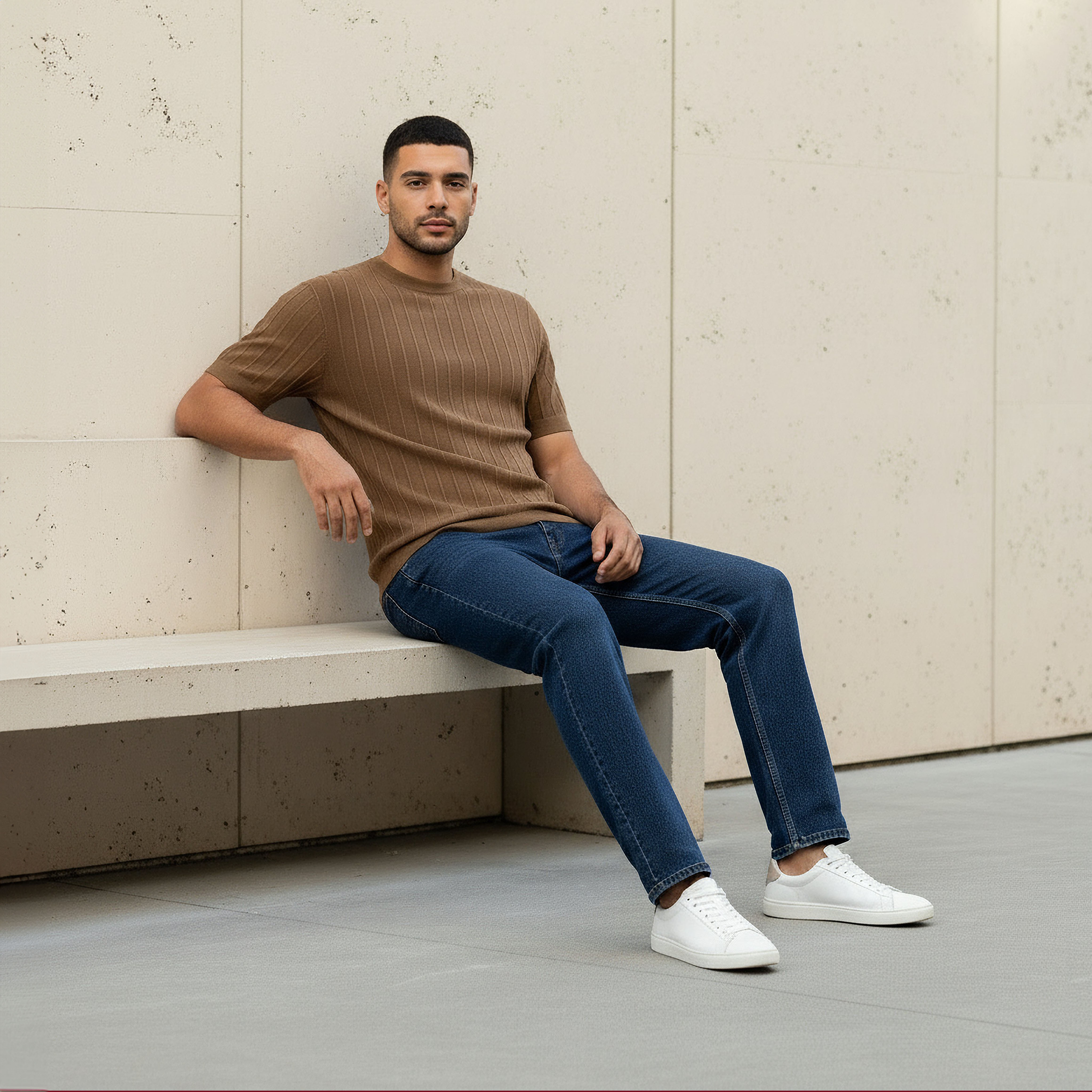 Men Regular Fit Crew Neck Short Sleeve Knit Textured T-shirt-men-clothing-tshirtsandpolos-tshirts-image-2