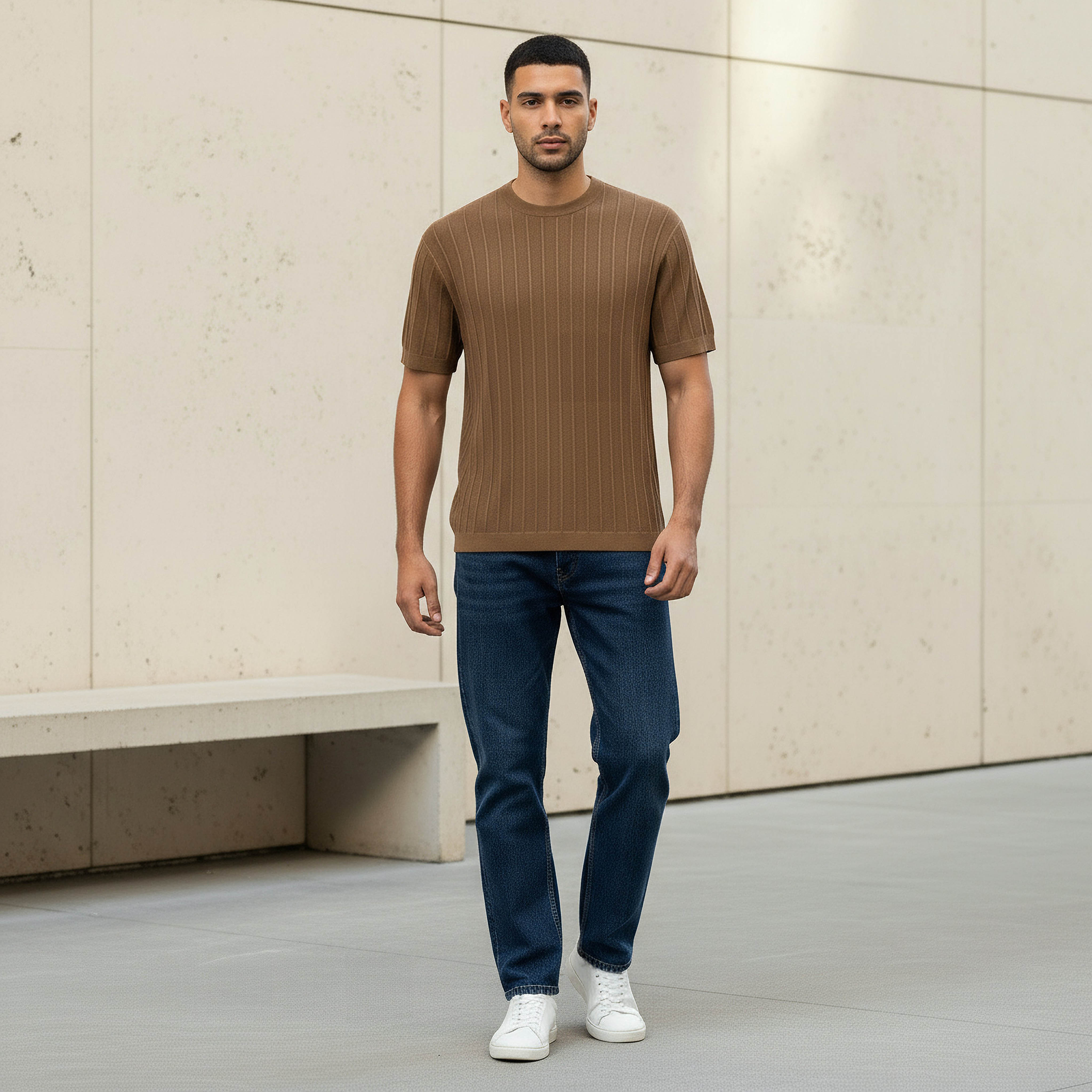 Men Regular Fit Crew Neck Short Sleeve Knit Textured T-shirt-men-clothing-tshirtsandpolos-tshirts-image-5