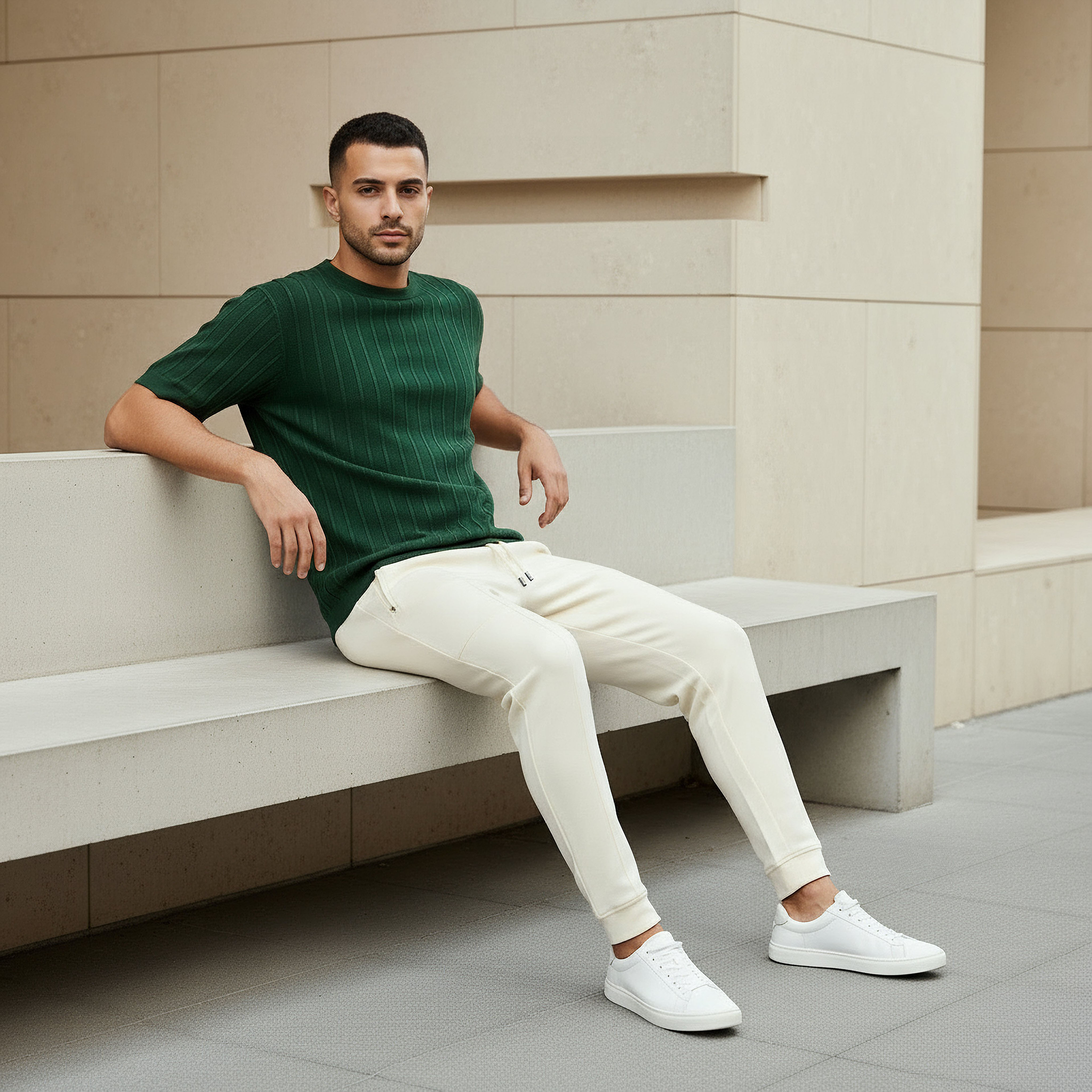 Men Regular Fit Crew Neck Short Sleeve Knit Textured T-shirt-men-clothing-tshirtsandpolos-tshirts-image-2