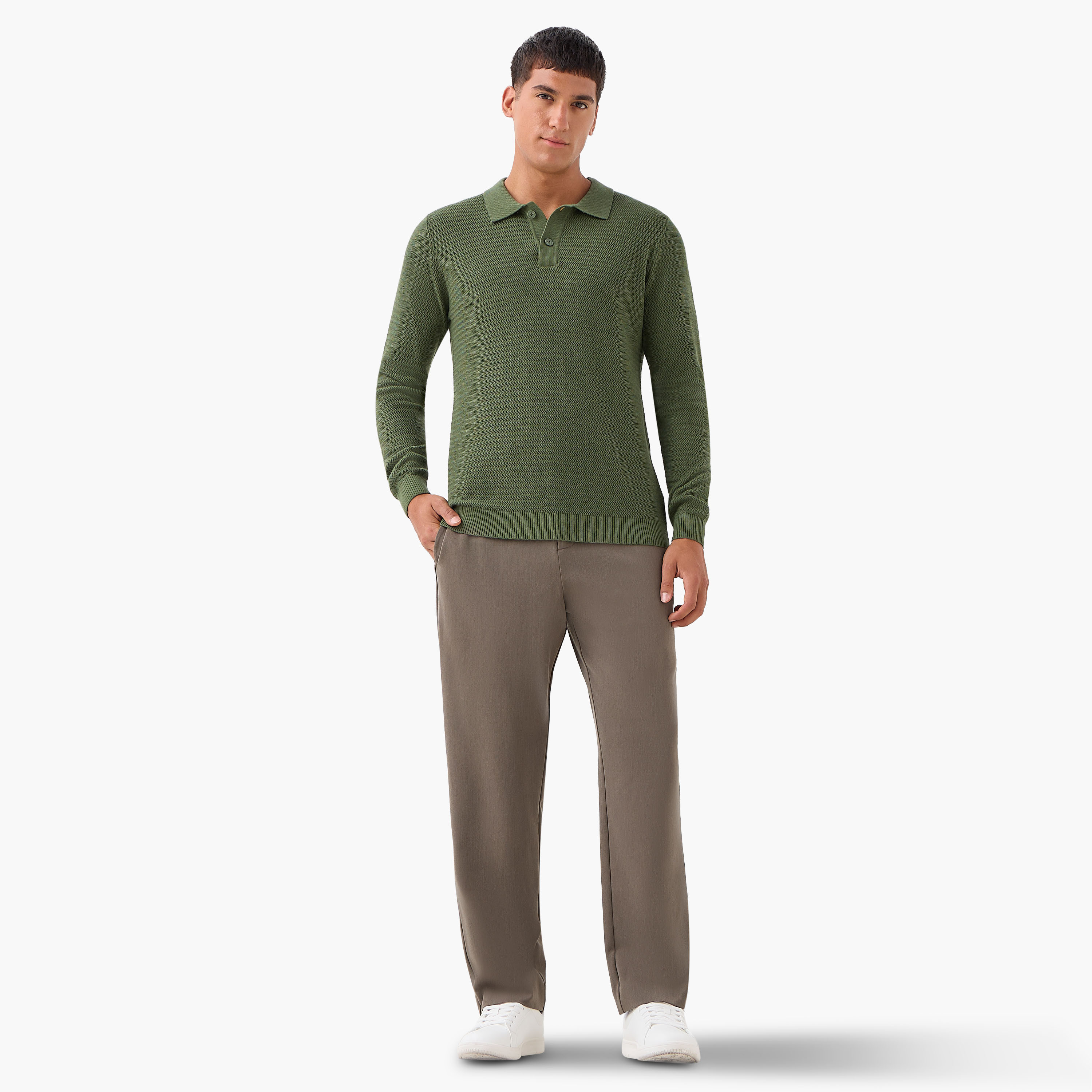 Men Long Sleeves Knit Textured Polo T-shirt-men-clothing-tshirtsandpolos-polos-image-2