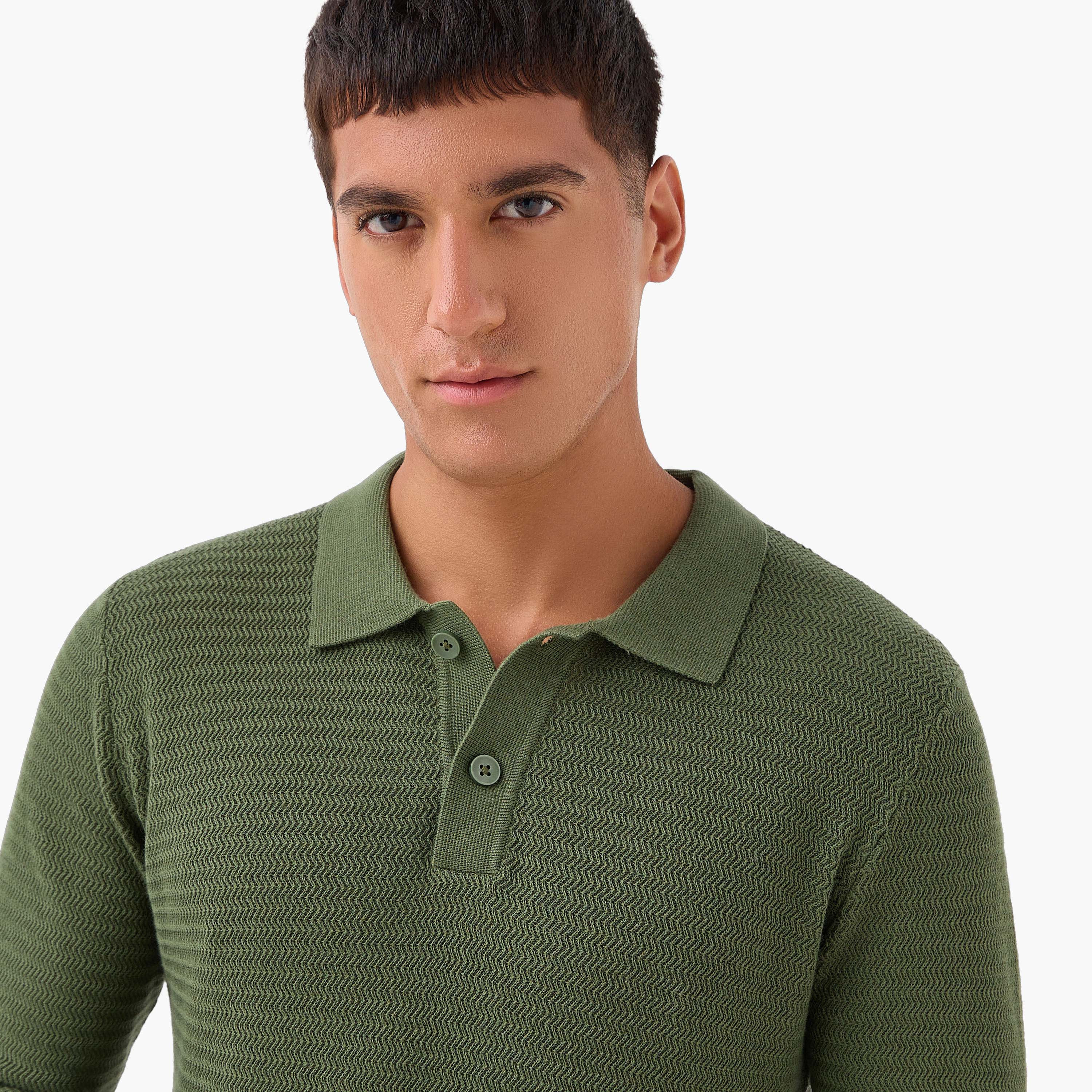 Men Long Sleeves Knit Textured Polo T-shirt-men-clothing-tshirtsandpolos-polos-image-4