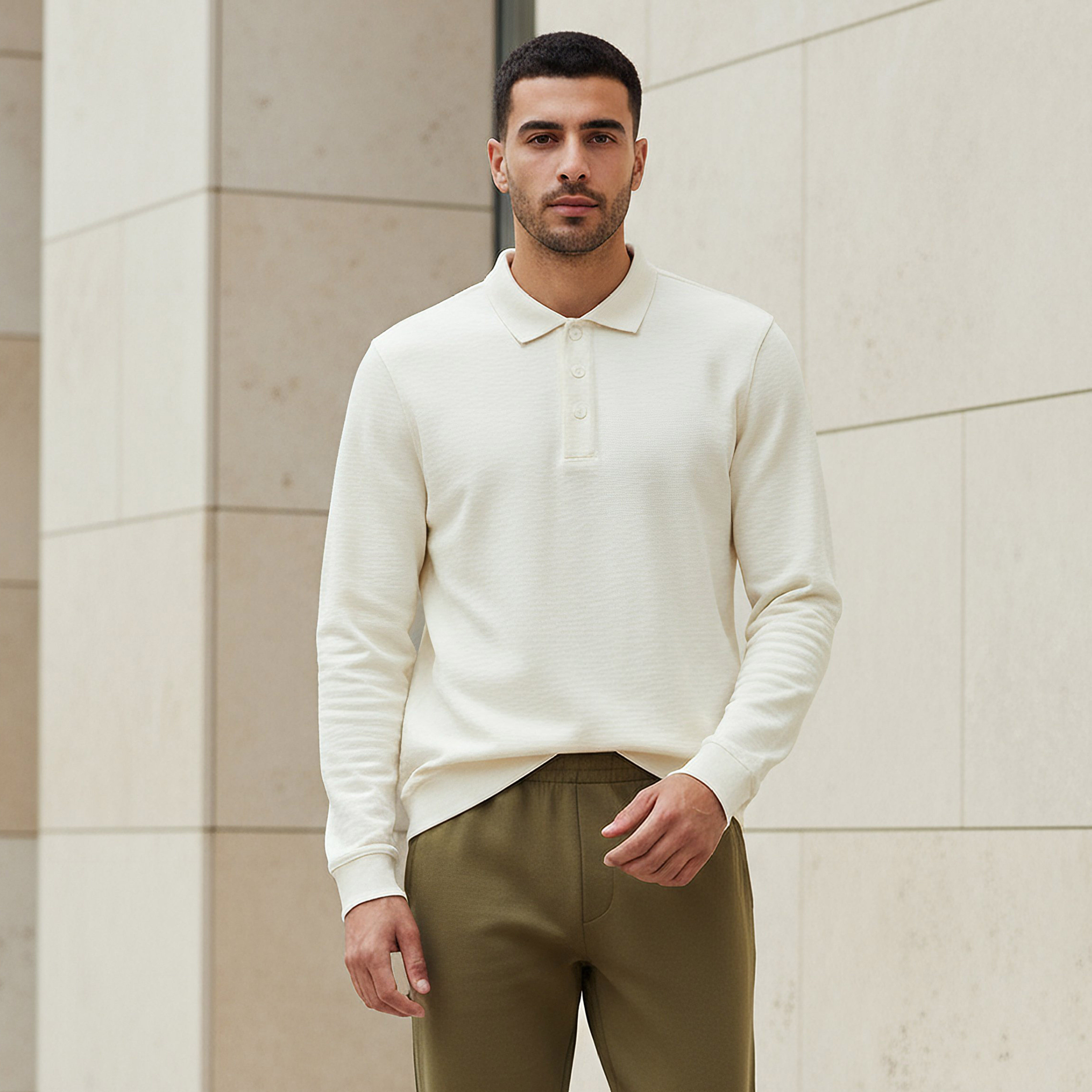 Men Long Sleeves Textured Polo T-shirt-men-clothing-tshirtsandpolos-polos-image-1