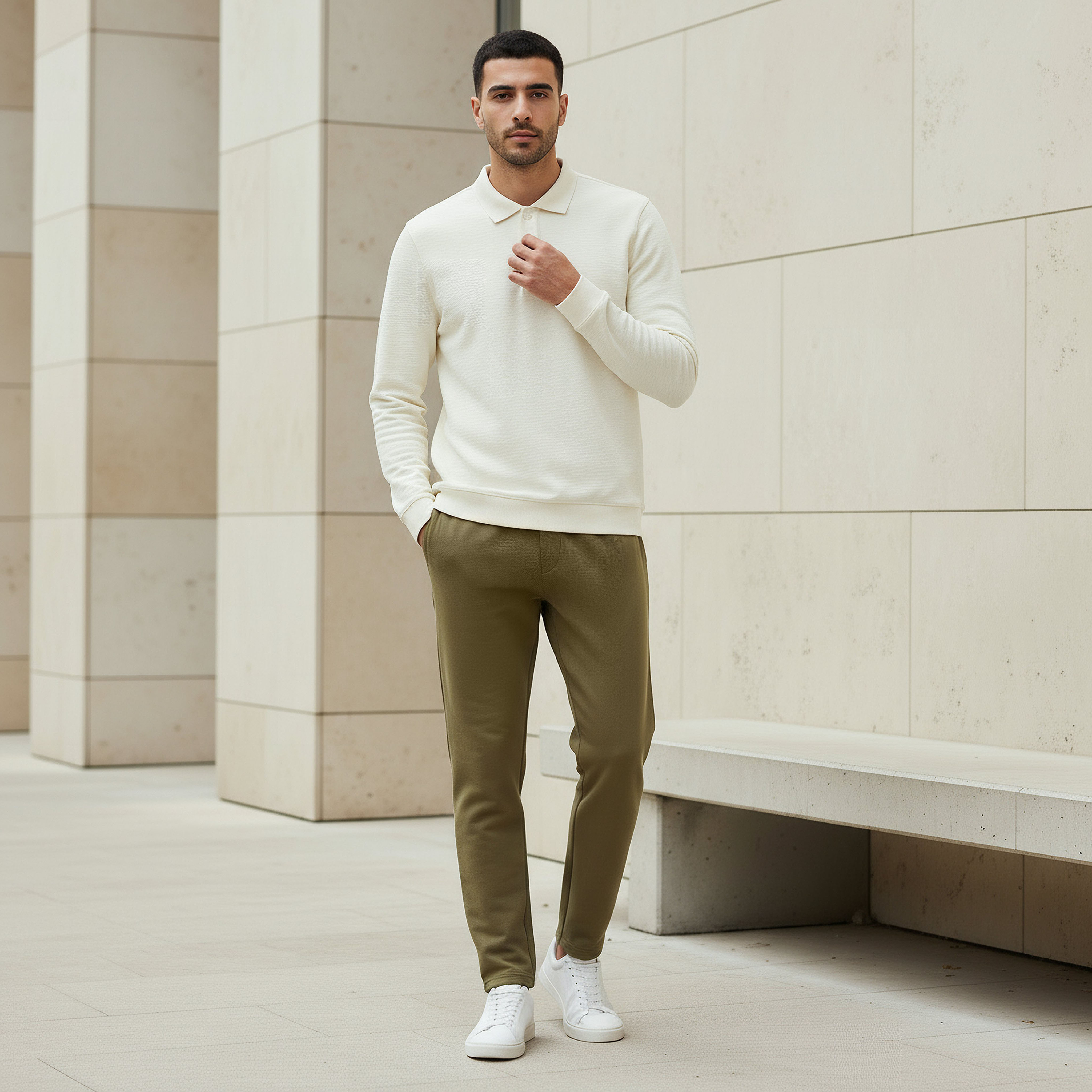 Men Long Sleeves Textured Polo T-shirt-men-clothing-tshirtsandpolos-polos-image-2