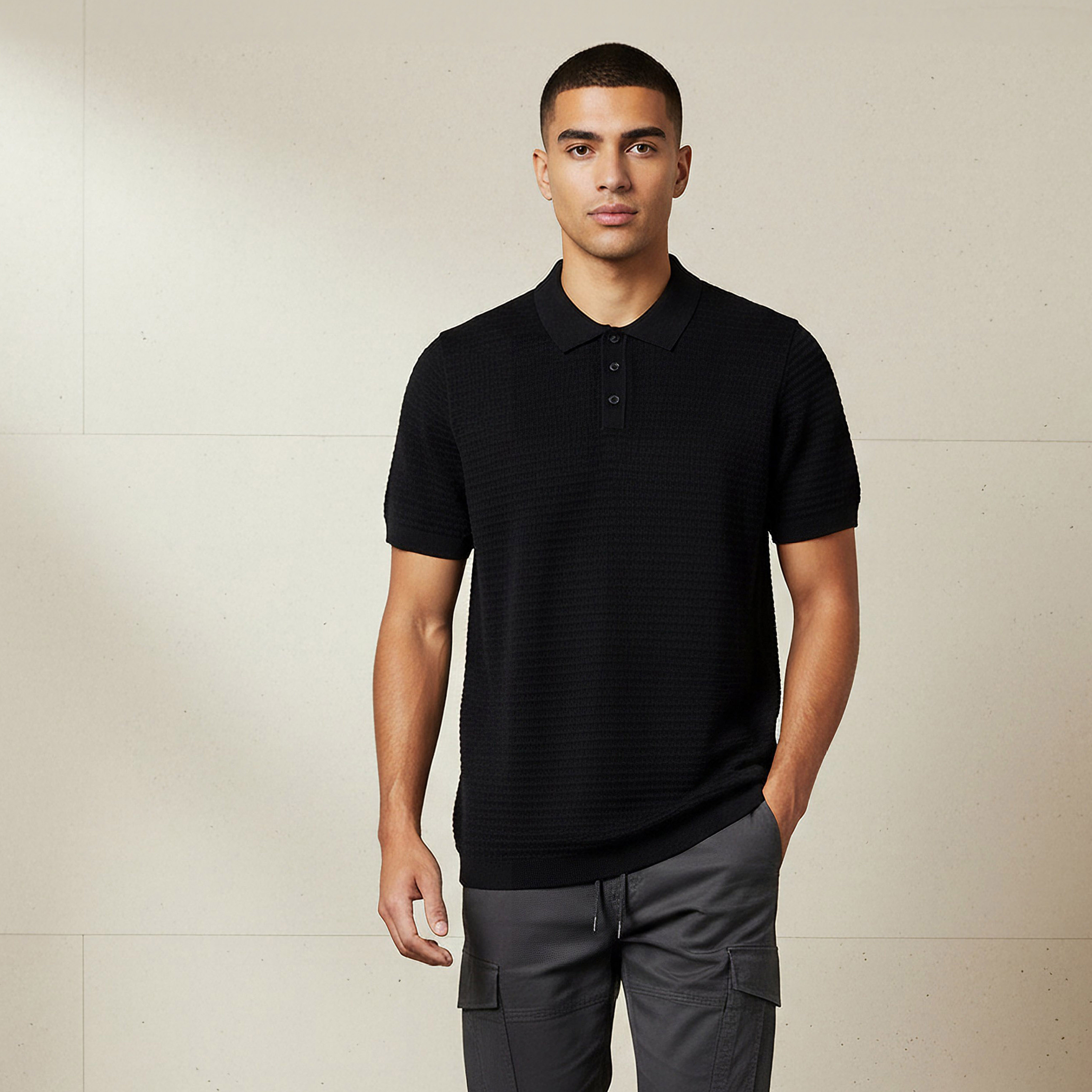 Men Short Sleeves Textured Polo T-shirt-men-clothing-tshirtsandpolos-polos-image-1