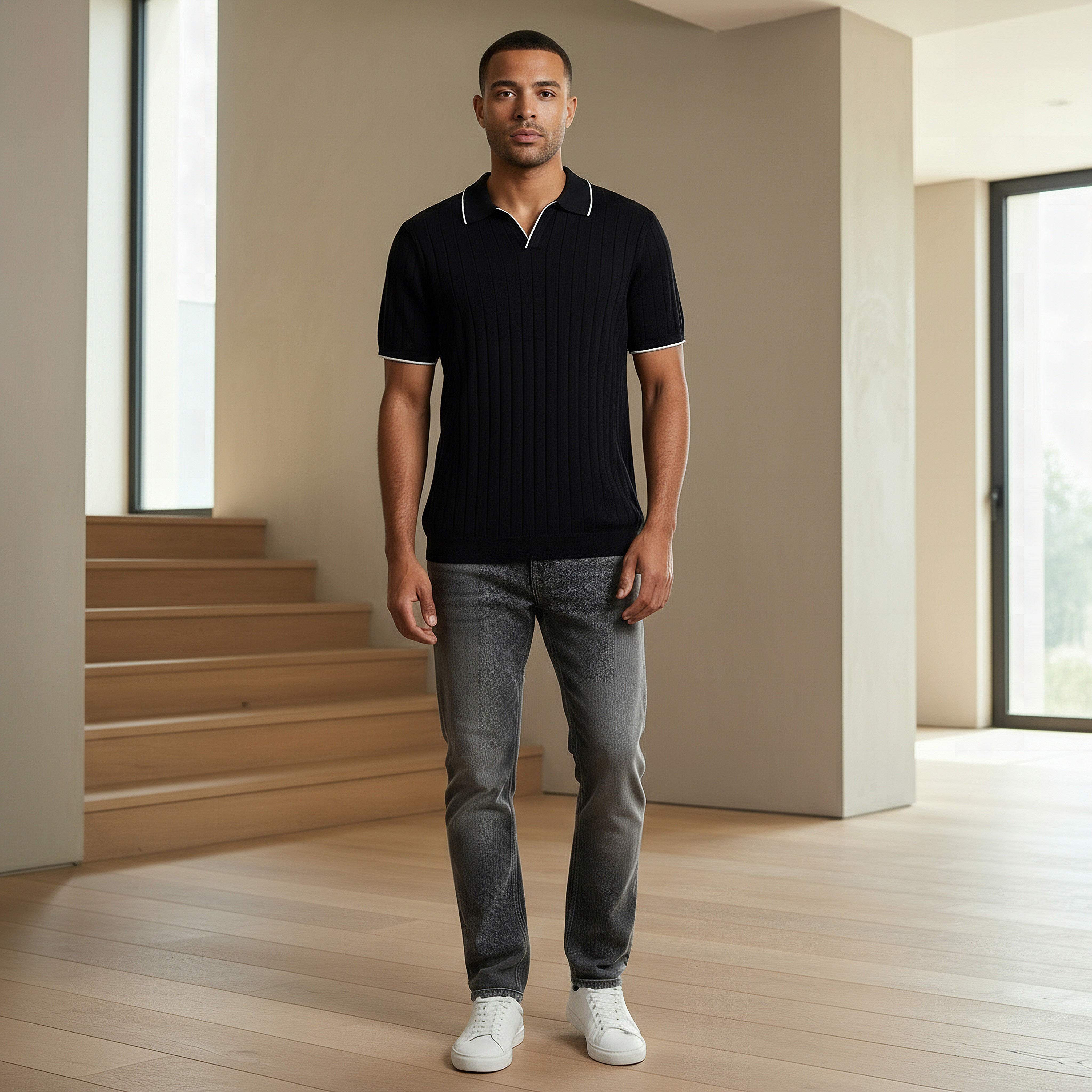 Men Short Sleeves Ribbed Polo T-shirt-men-clothing-tshirtsandpolos-polos-image-2