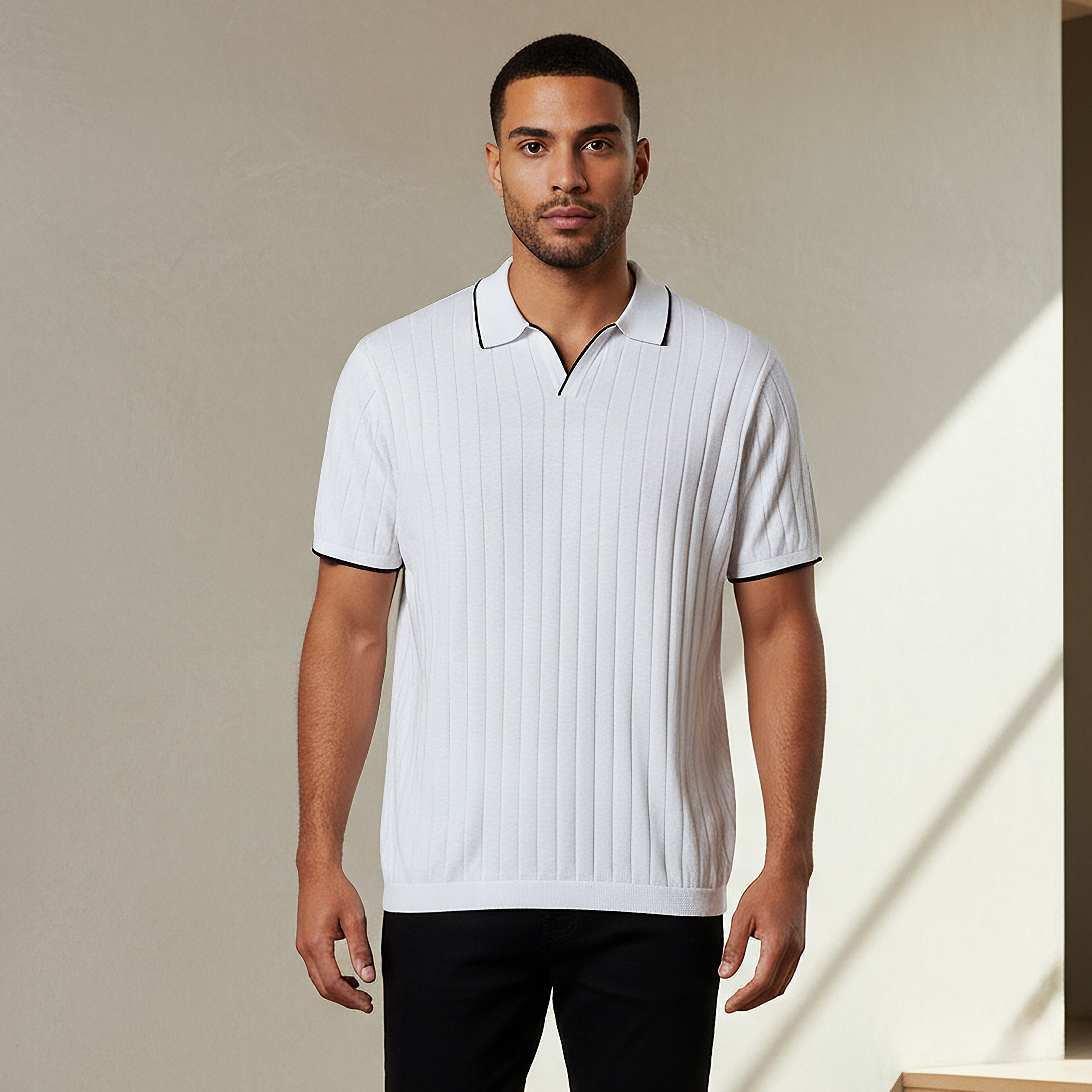 تيشيرت بولو مضلع بأكمام قصيرة للرجال-men-clothing-tshirtsandpolos-polos-image-1