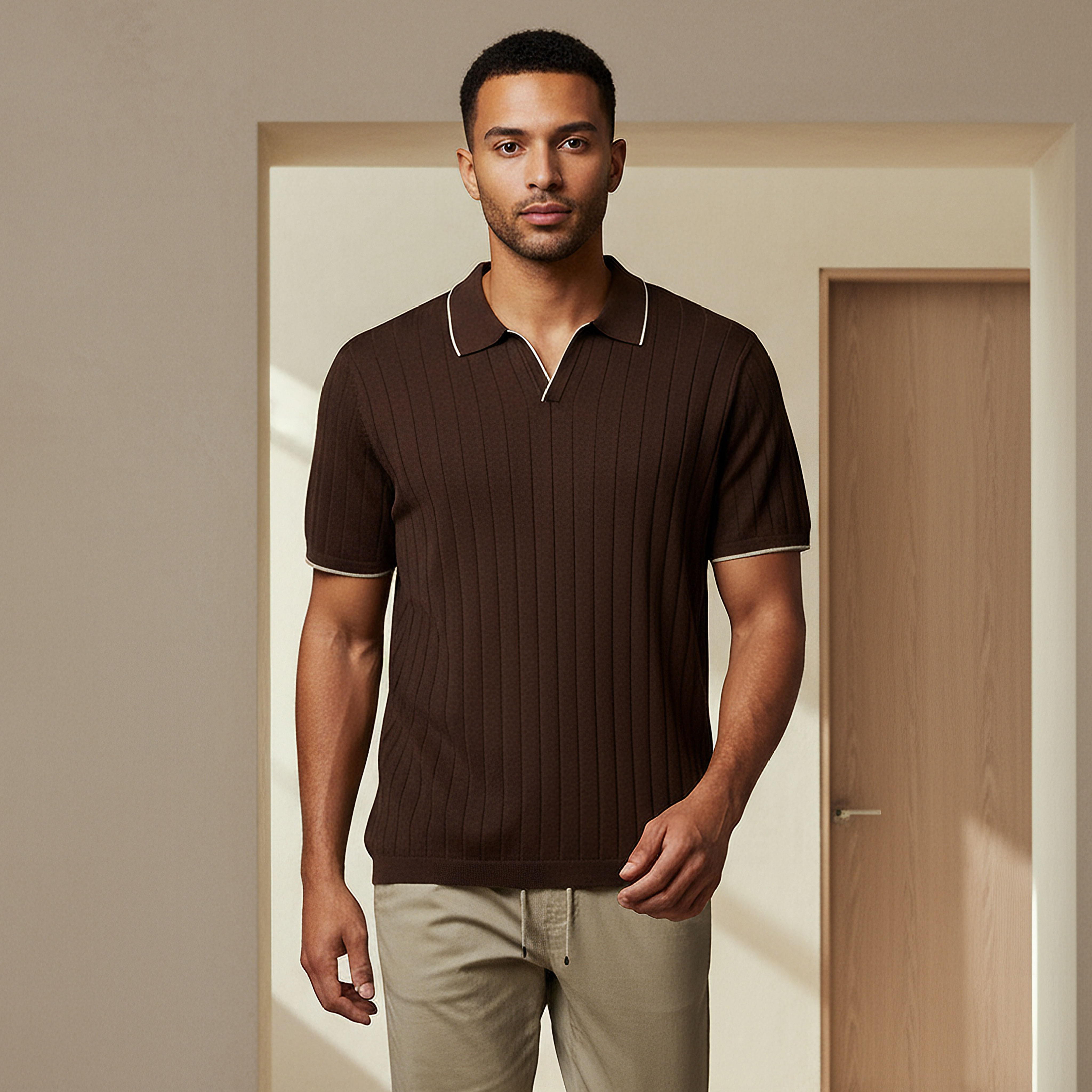 تيشيرت بولو مضلع بأكمام قصيرة للرجال-men-clothing-tshirtsandpolos-polos-image-1