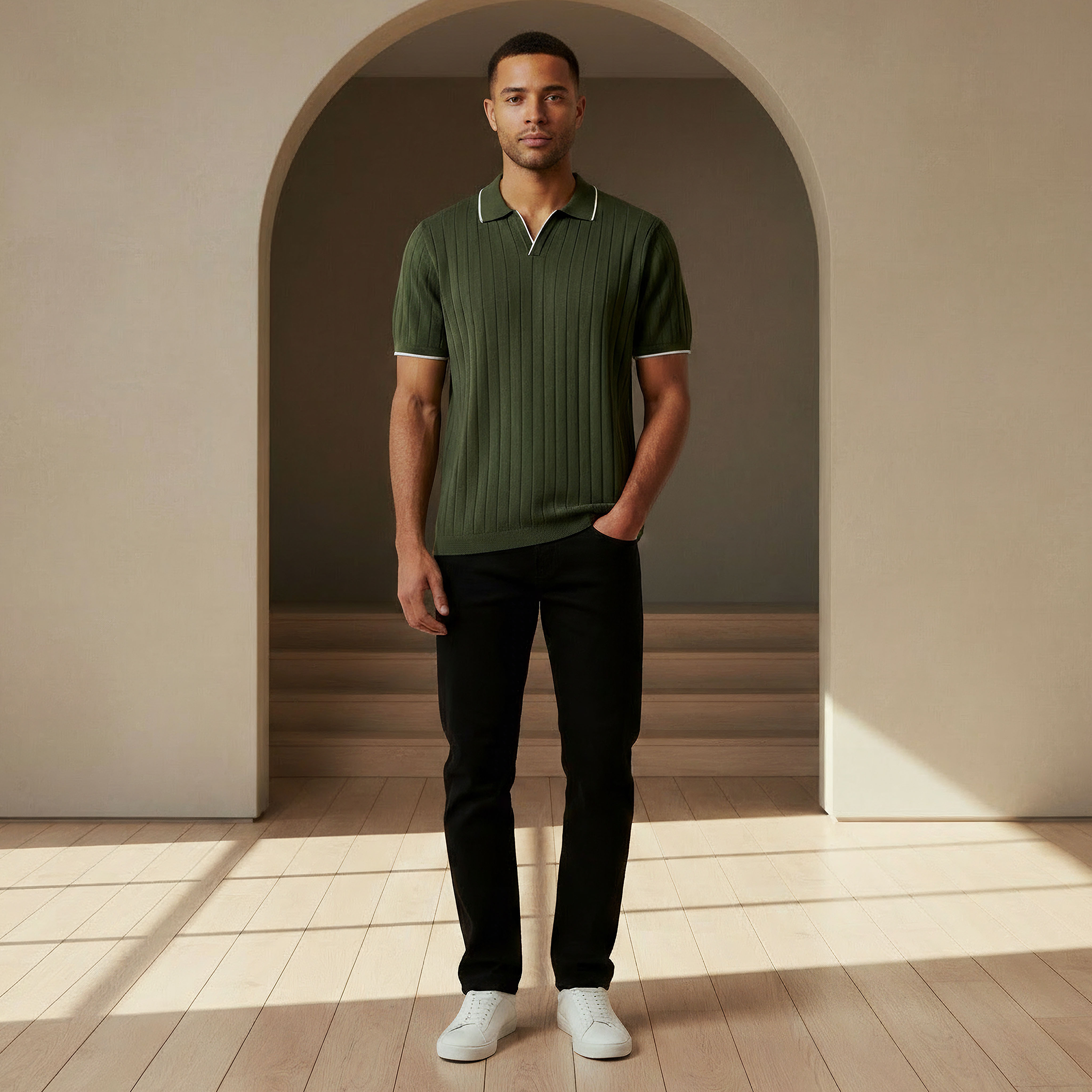 Men Short Sleeves Ribbed Polo T-shirt-men-clothing-tshirtsandpolos-polos-image-2