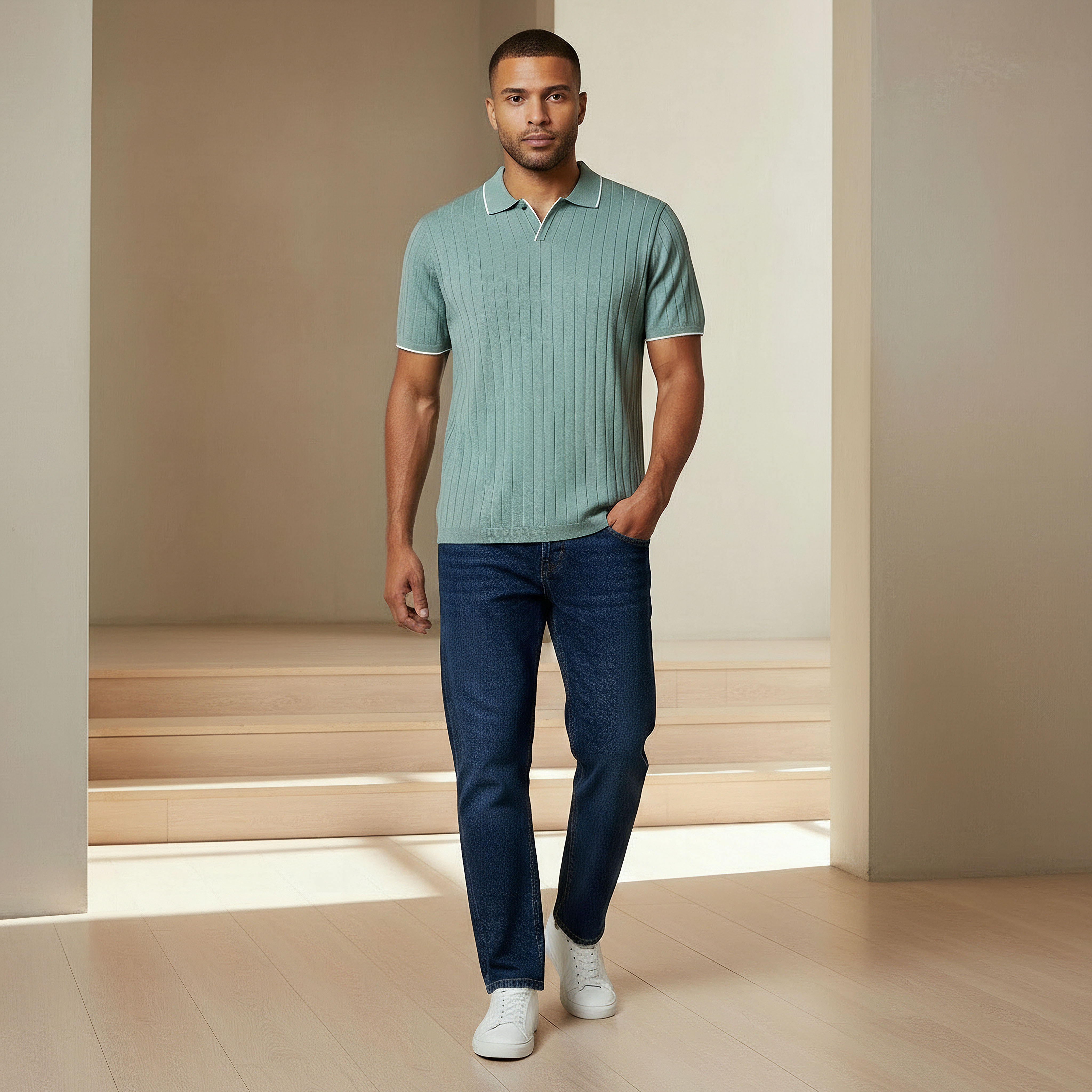 Men Short Sleeves Ribbed Polo T-shirt-men-clothing-tshirtsandpolos-polos-image-2