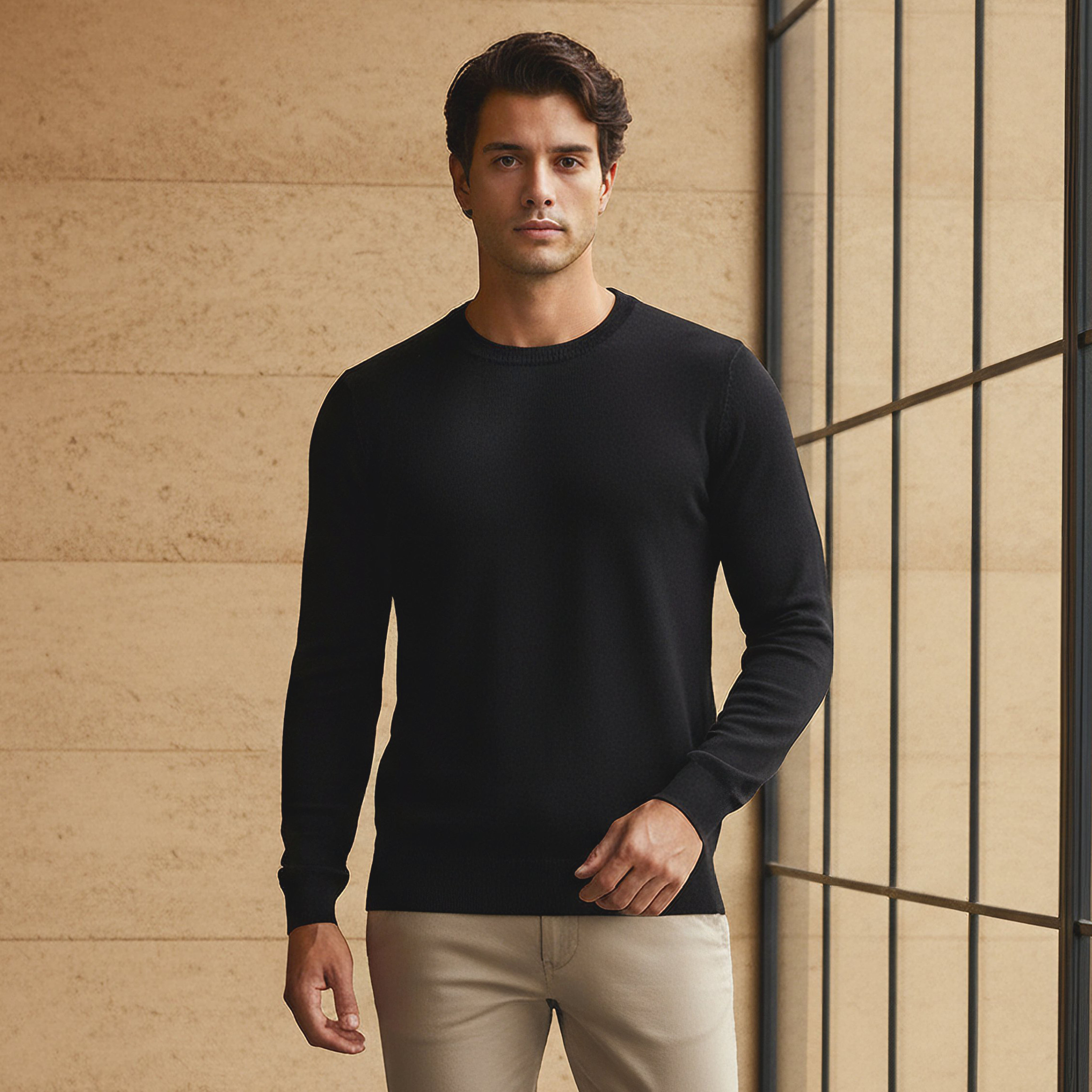 Men Crew Neck Textured Sweater-men-clothing-sweatersandpullovers-image-1