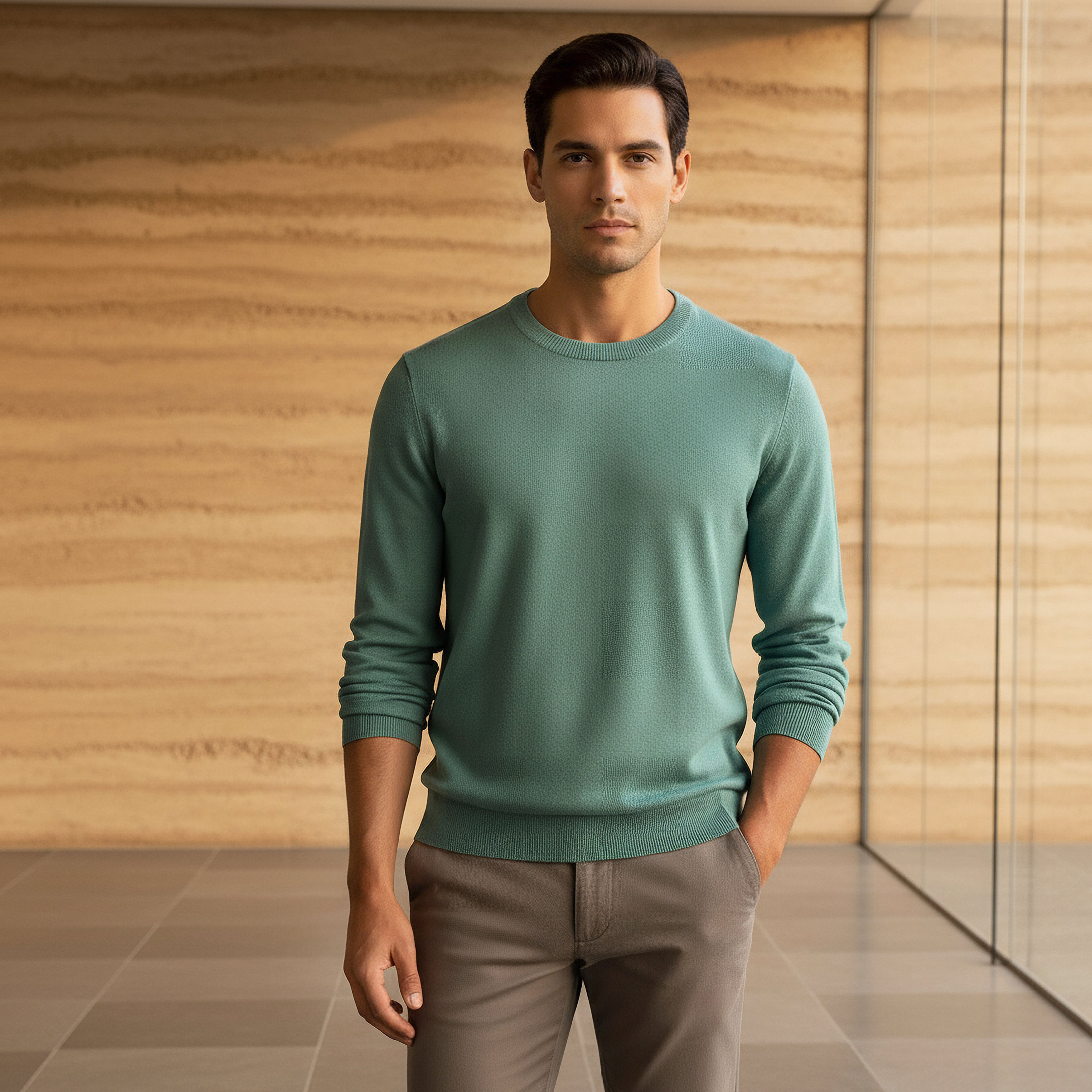 Men Crew Neck Textured Sweater-men-clothing-sweatersandpullovers-image-1
