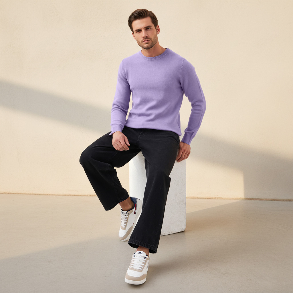Men Crew Neck Textured Sweater-men-clothing-sweatersandpullovers-image-2