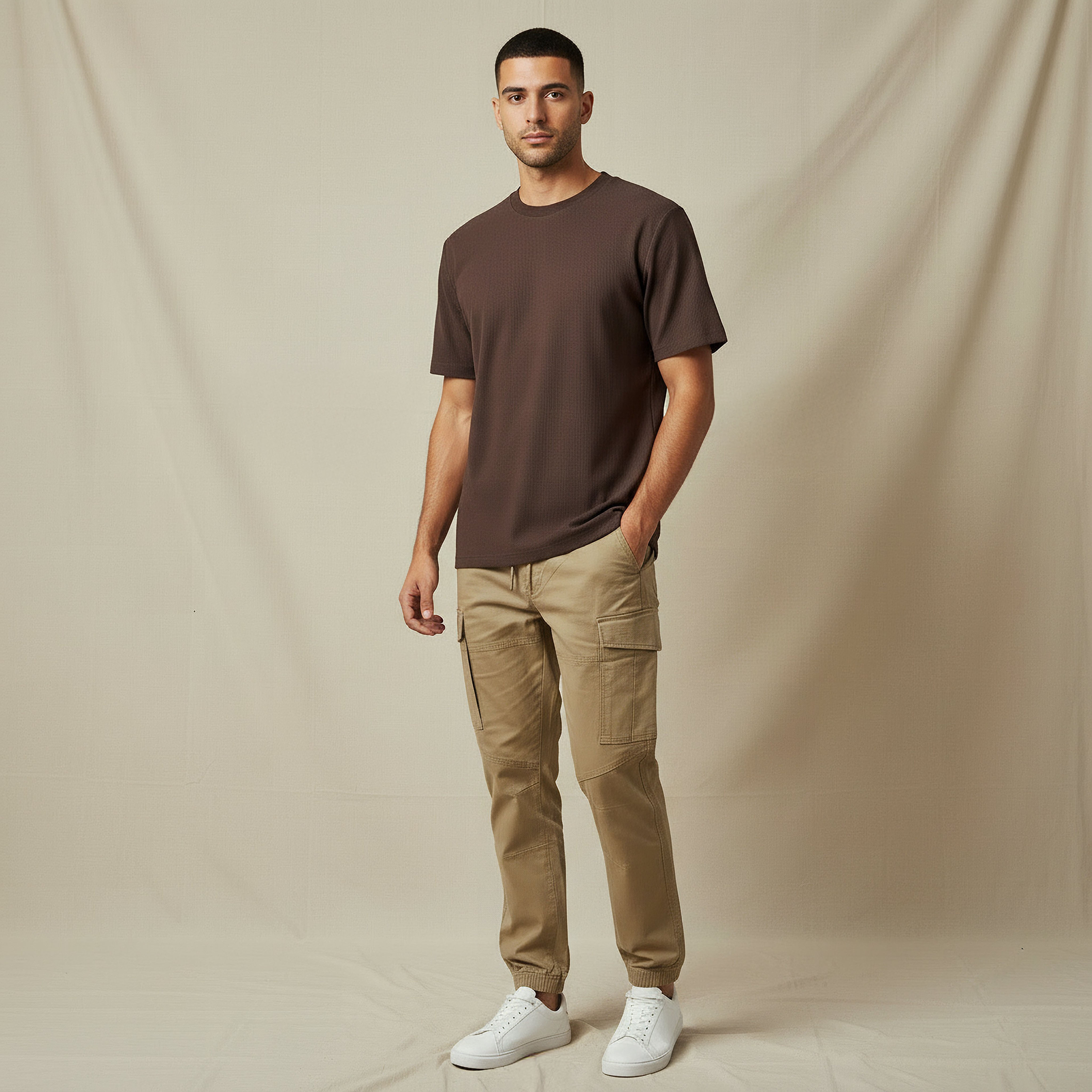تيشيرت بقصة عادية وياقة ضيقة وأكمام قصيرة للرجال-men-clothing-tshirtsandpolos-tshirts-image-5