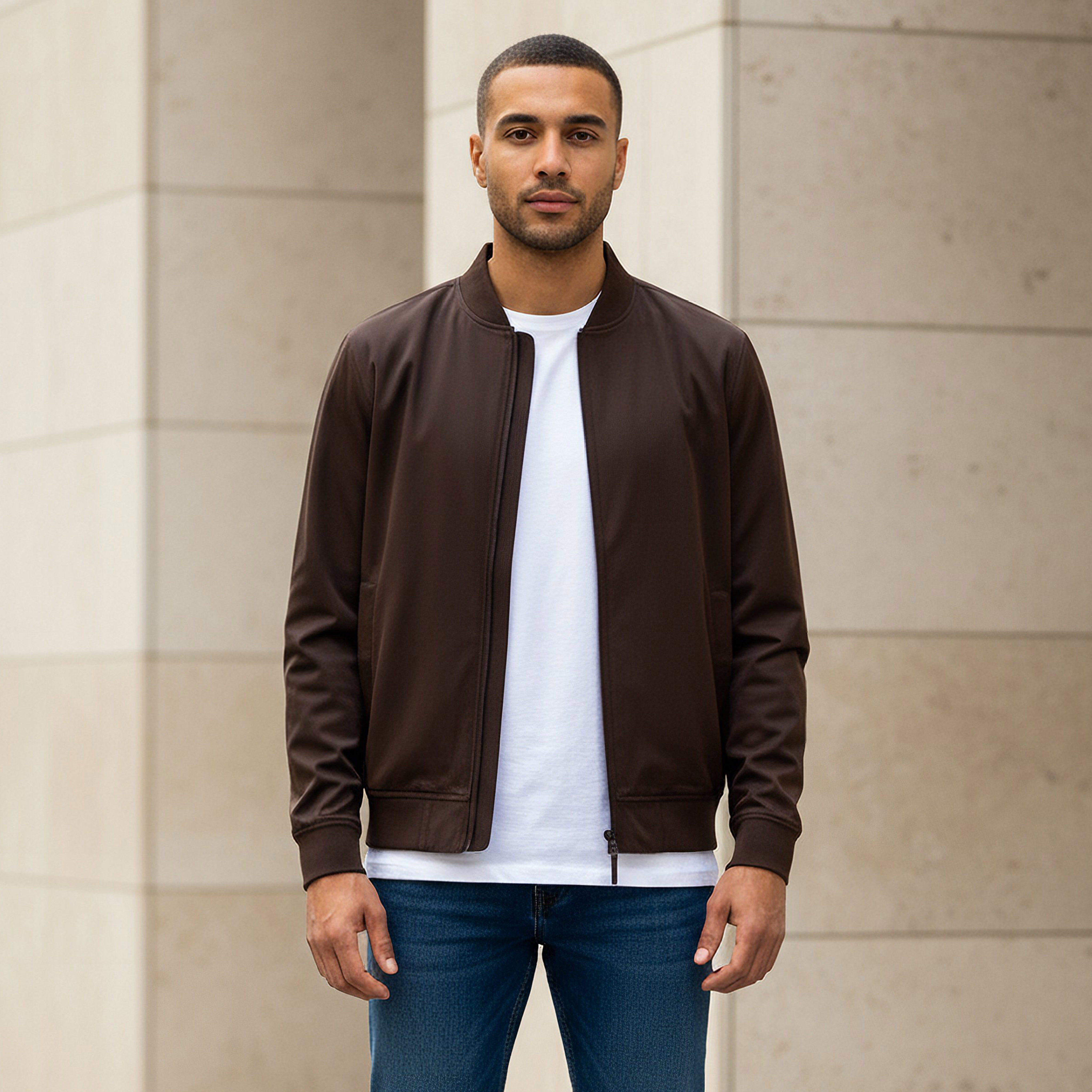 Men Bomber Jacket with Zip Closure-men-clothing-jacketsandblazers-jackets-image-1