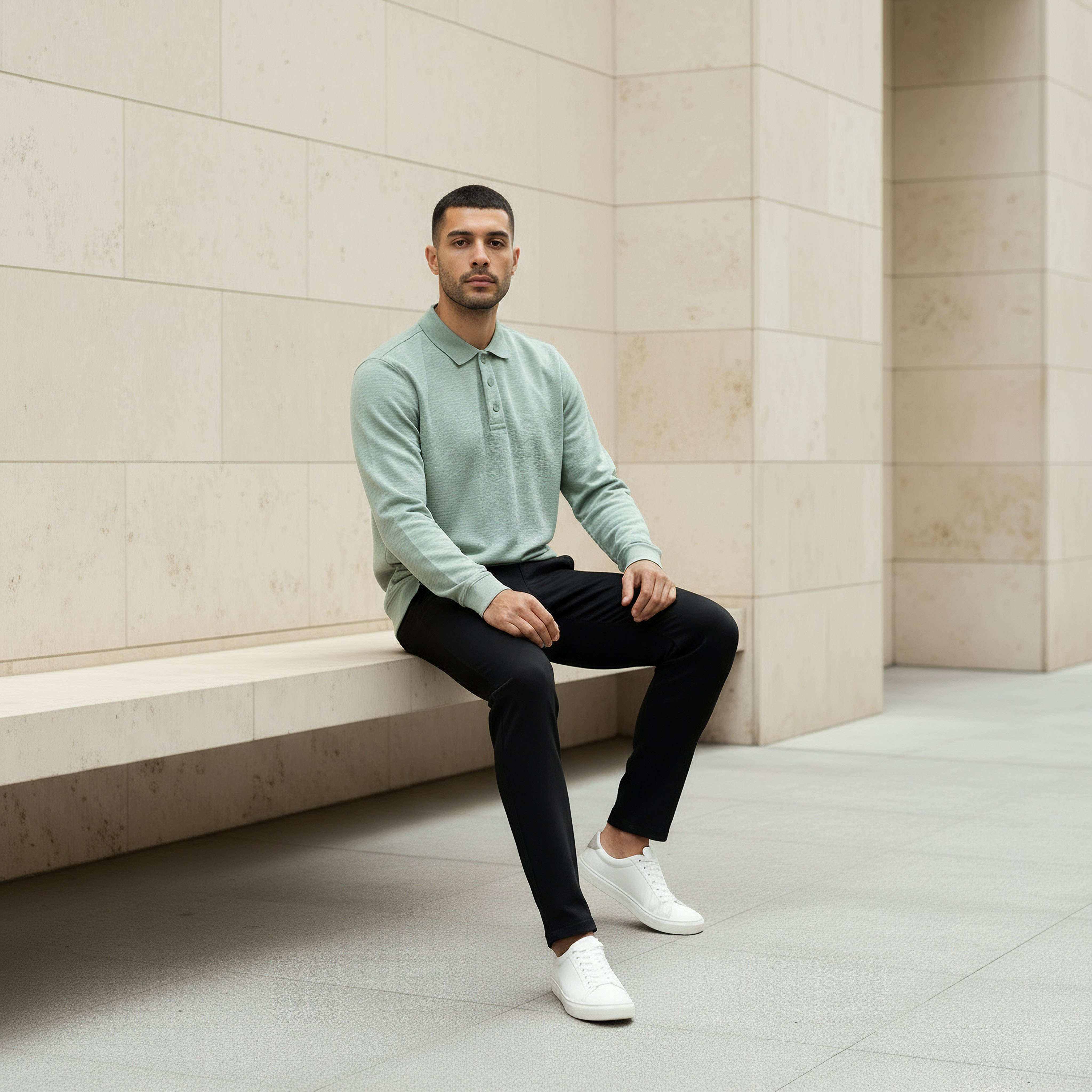 تيشيرت بولو بارز الملمس بأكمام طويلة للرجال-men-clothing-tshirtsandpolos-polos-image-5