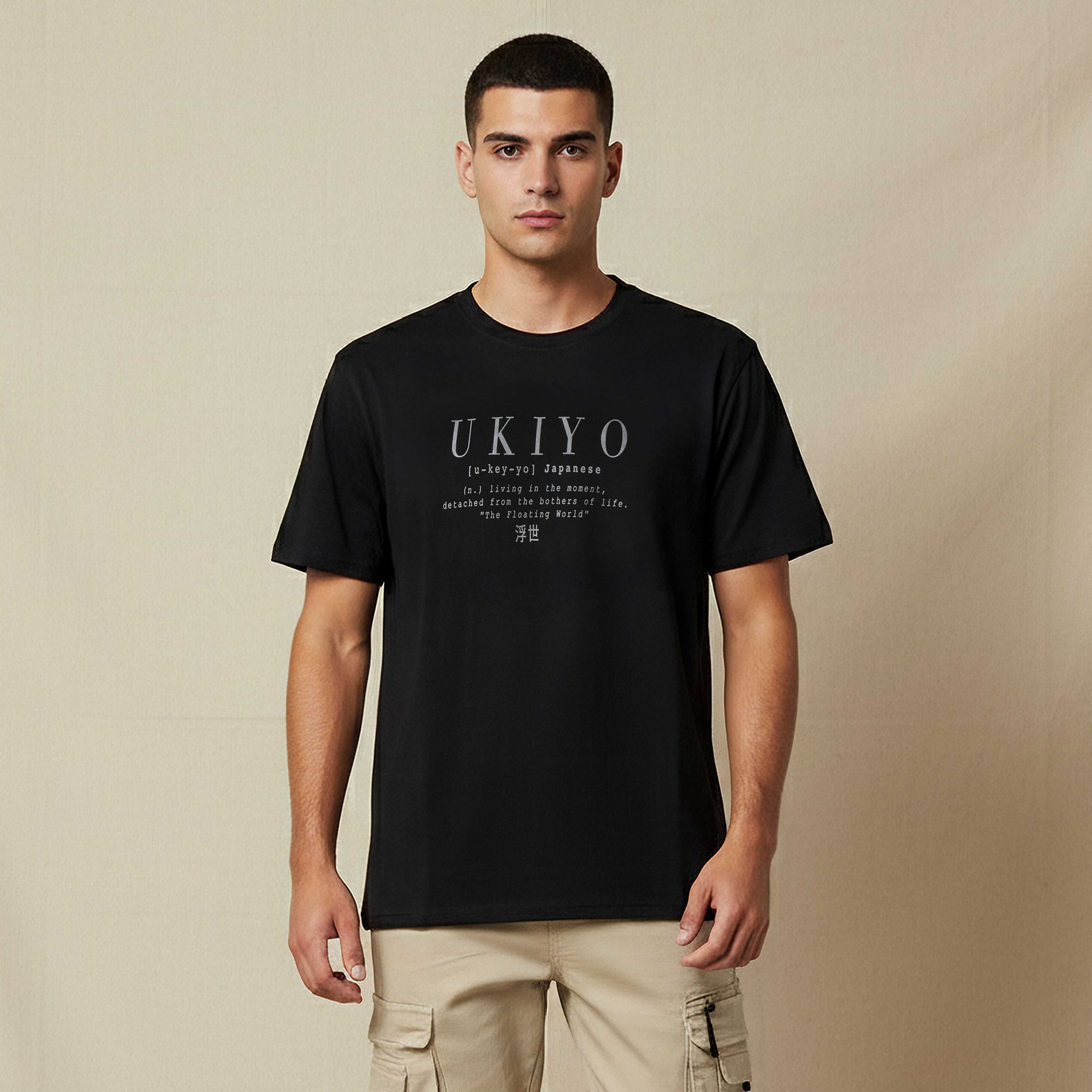 تيشيرت رجالي بقصة عادية وطبعات شعار وياقة ضيقة وأكمام قصيرة-men-clothing-tshirtsandpolos-tshirts-image-1