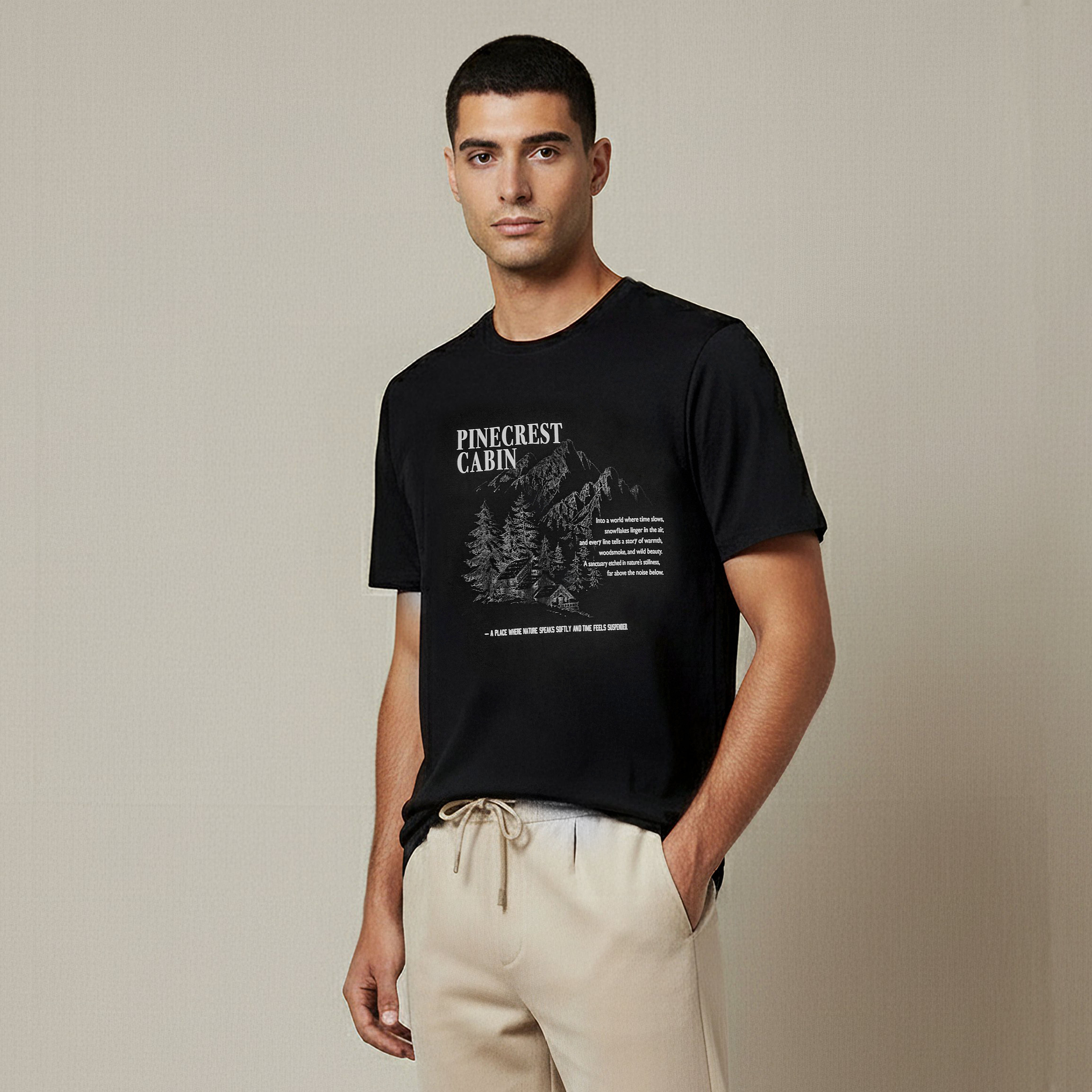 تيشيرت رجالي بطبعات جرافيك وياقة ضيقة وأكمام قصيرة وقصة سليم-men-clothing-tshirtsandpolos-tshirts-image-1