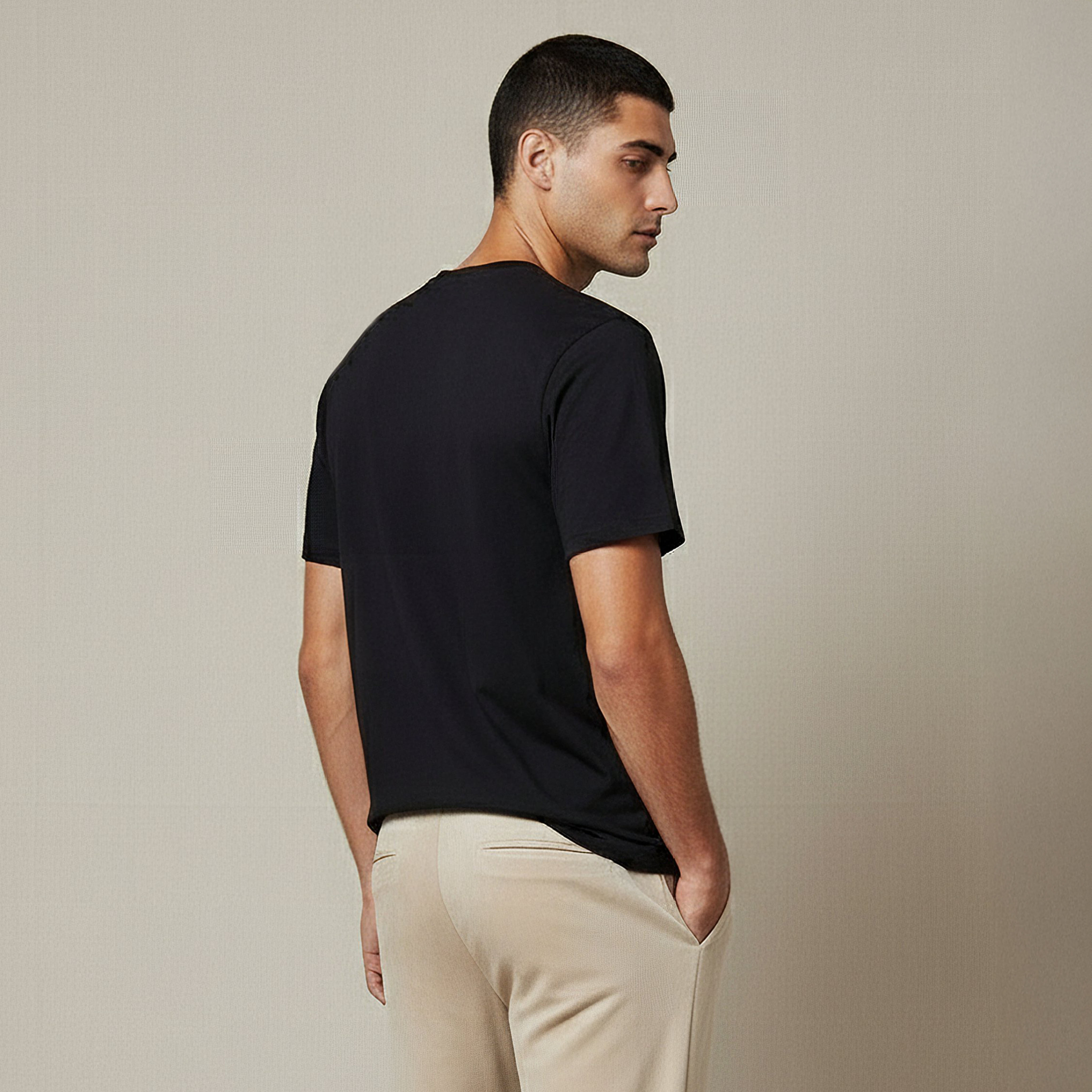 تيشيرت رجالي بطبعات جرافيك وياقة ضيقة وأكمام قصيرة وقصة سليم-men-clothing-tshirtsandpolos-tshirts-image-3