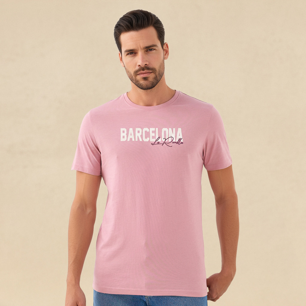 Men Slim Fit Crew Neck Short Sleeves Barcelona Varsity Print T-shirt-men-clothing-tshirtsandpolos-tshirts-image-1