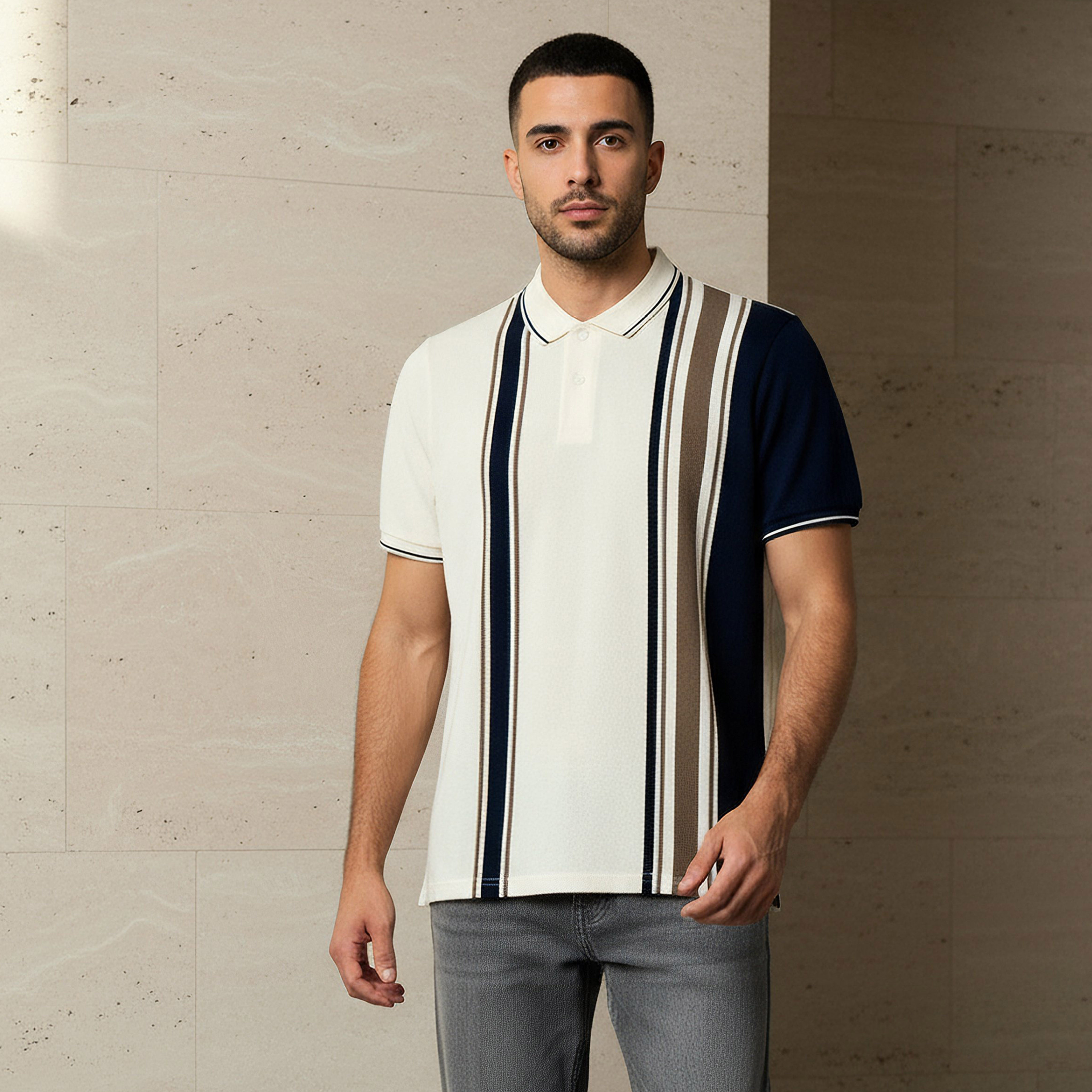 Men Short Sleeves Striped Polo T-shirt-men-clothing-tshirtsandpolos-polos-image-1