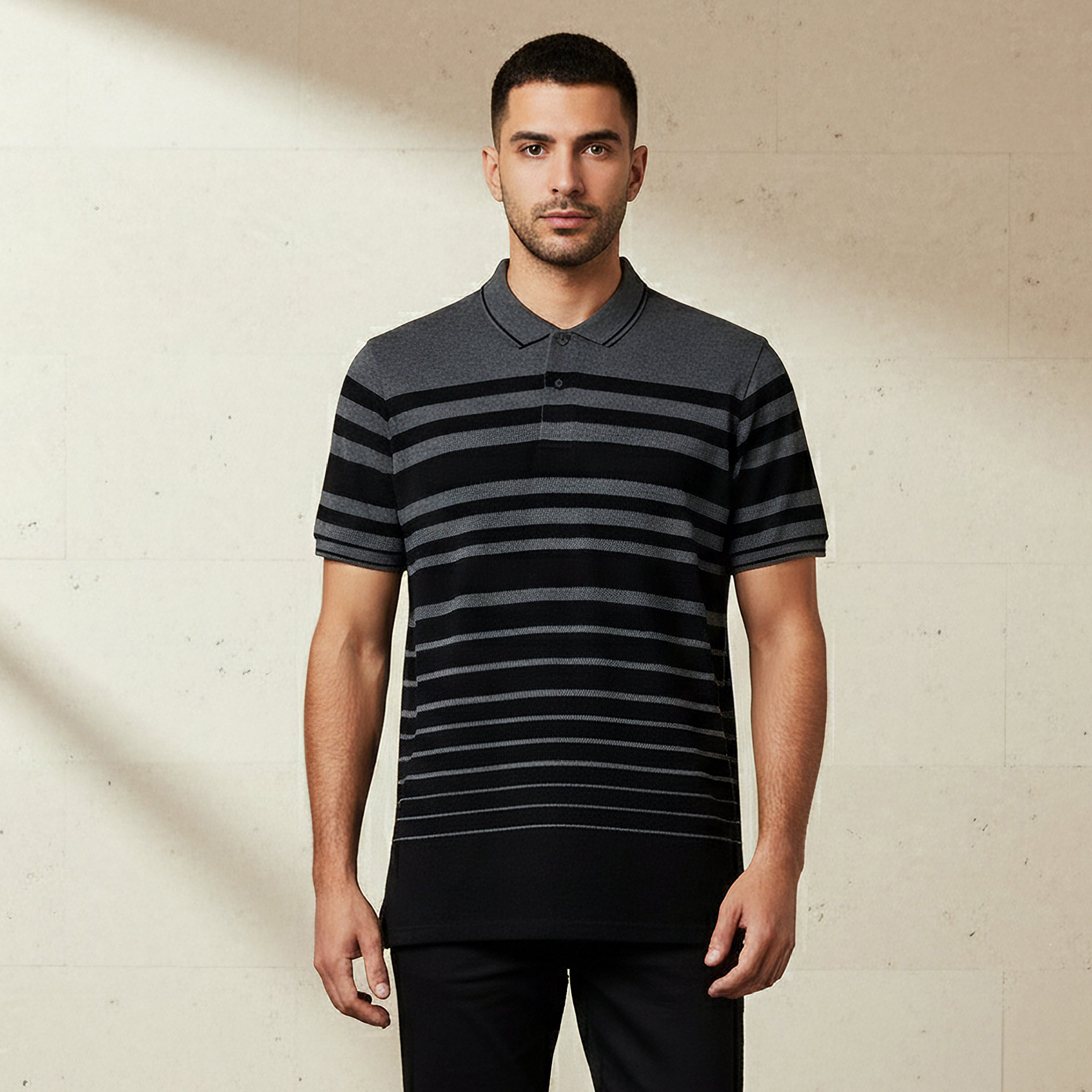 Men Short Sleeve Striped Polo T-shirt-men-clothing-tshirtsandpolos-polos-image-1