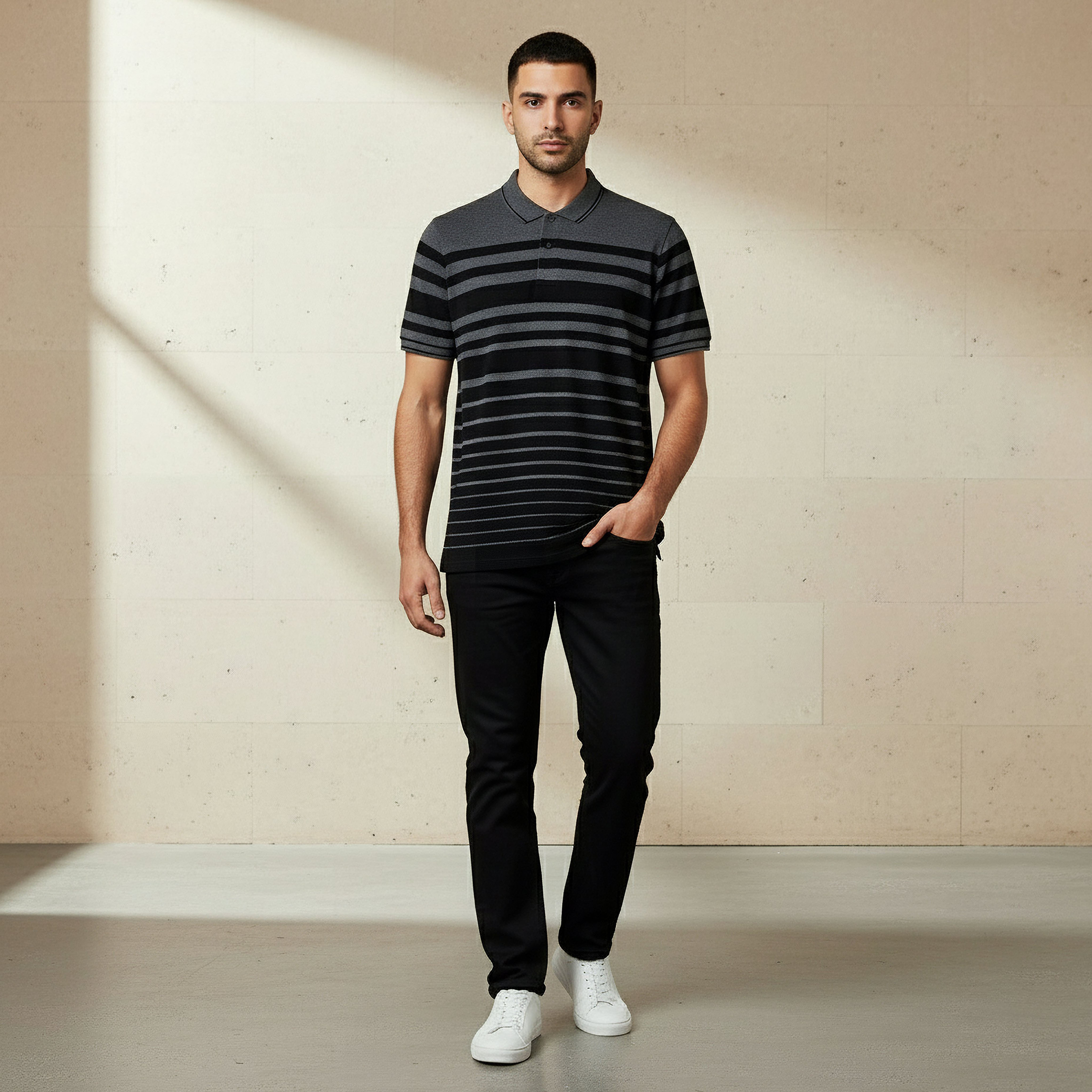 Men Short Sleeve Striped Polo T-shirt-men-clothing-tshirtsandpolos-polos-image-2