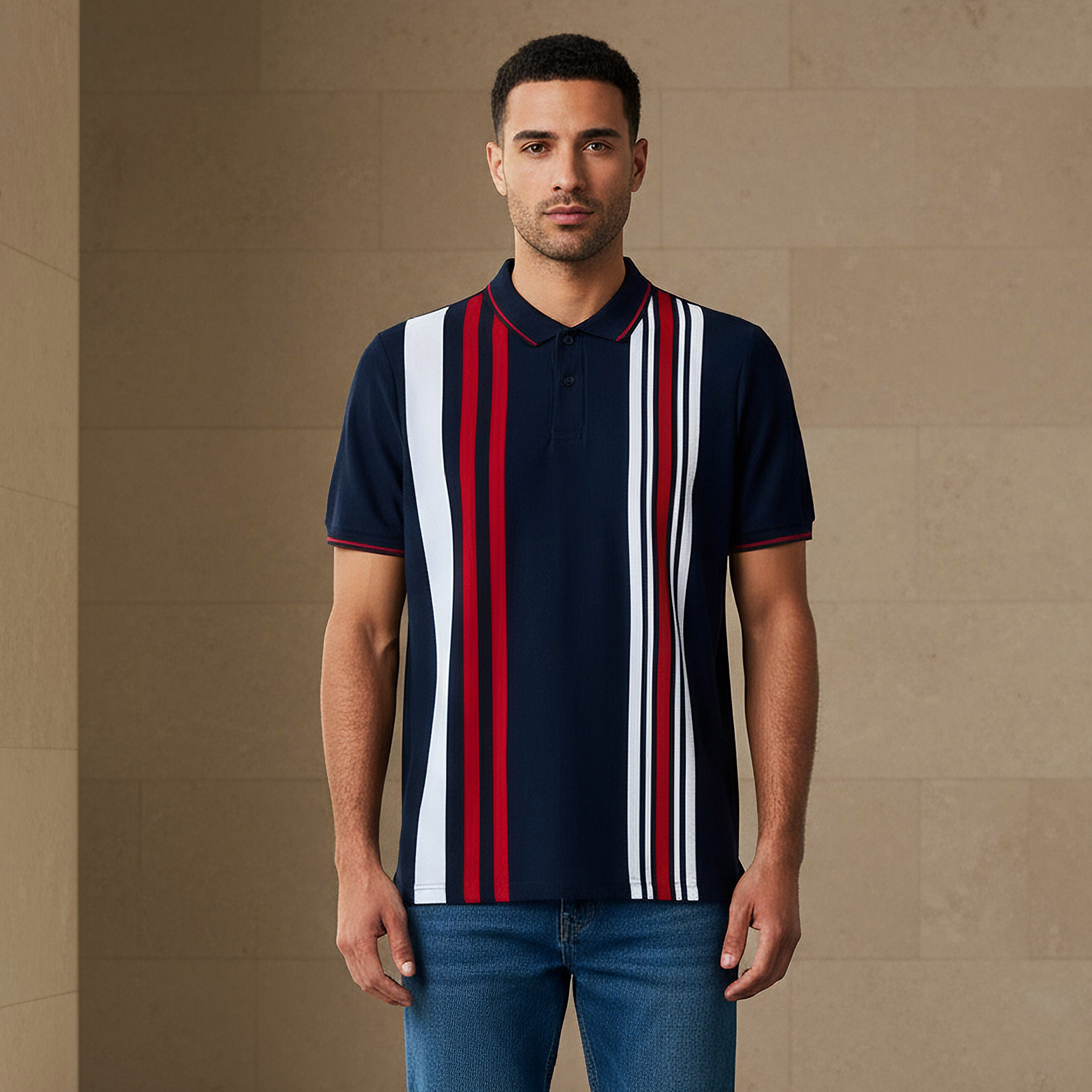 Men Short Sleeves Striped Polo T-shirt-men-clothing-tshirtsandpolos-polos-image-1