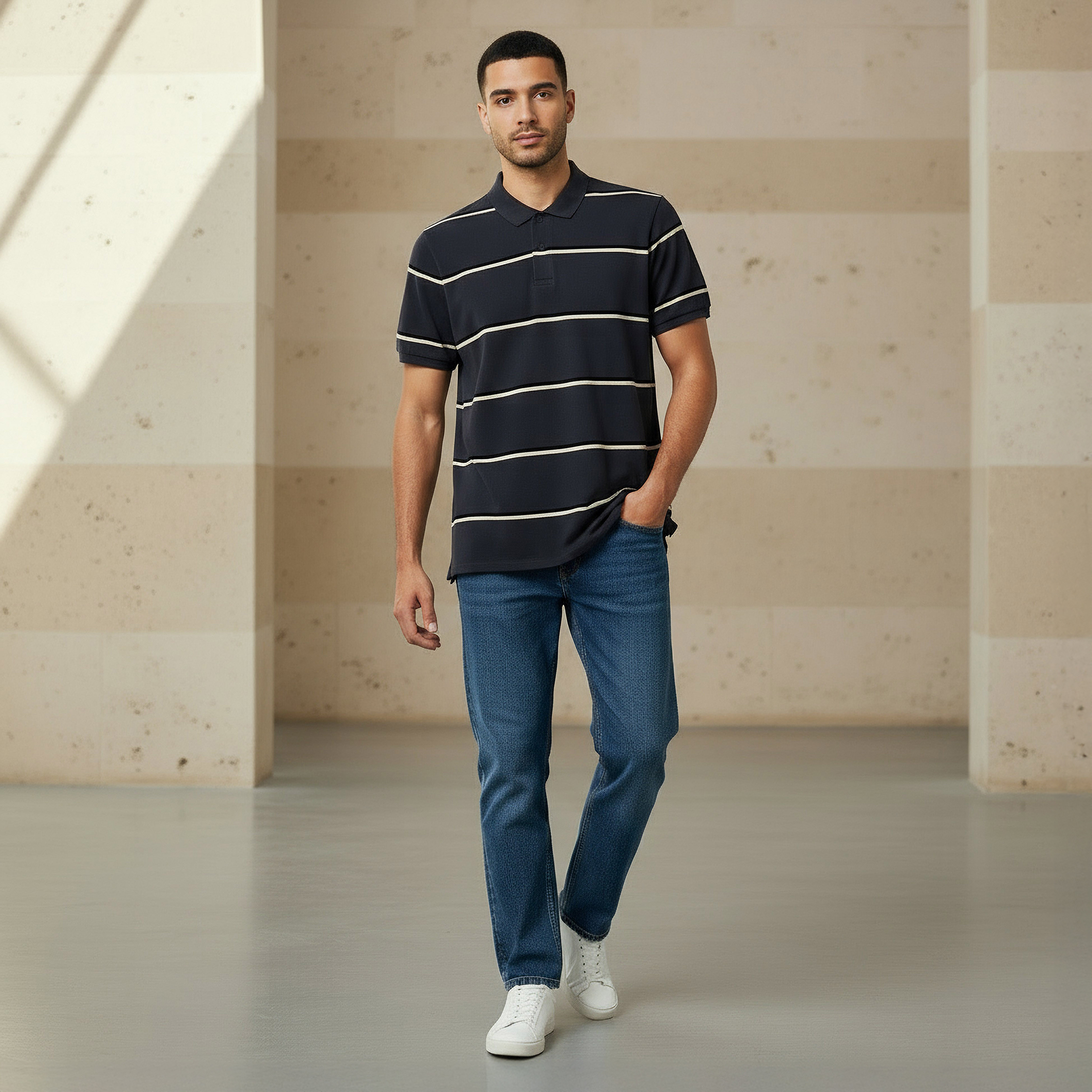 Men Short Sleeve Striped Polo T-shirt-men-clothing-tshirtsandpolos-polos-image-2