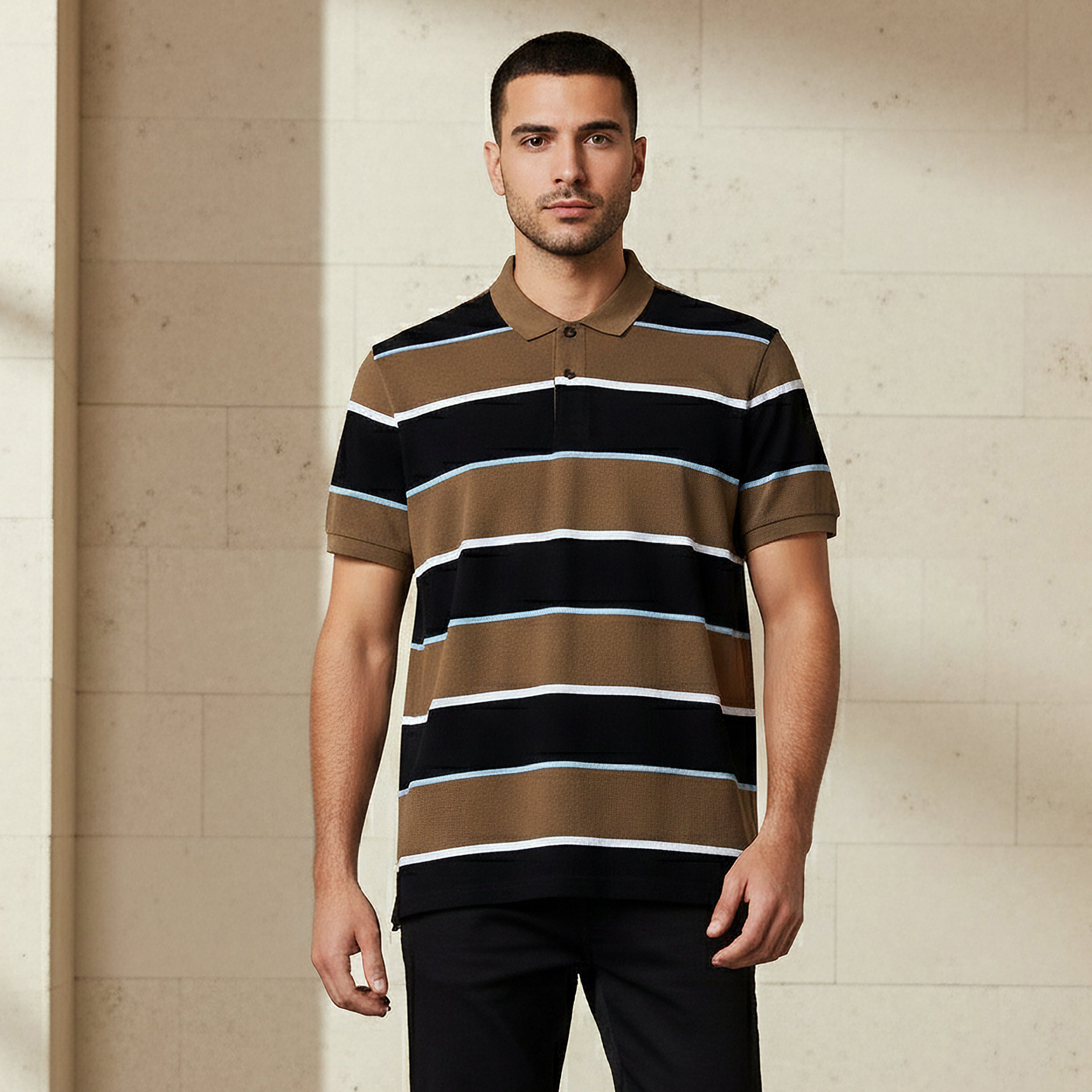 Men Short Sleeve Striped Polo T-shirt-men-clothing-tshirtsandpolos-polos-image-1