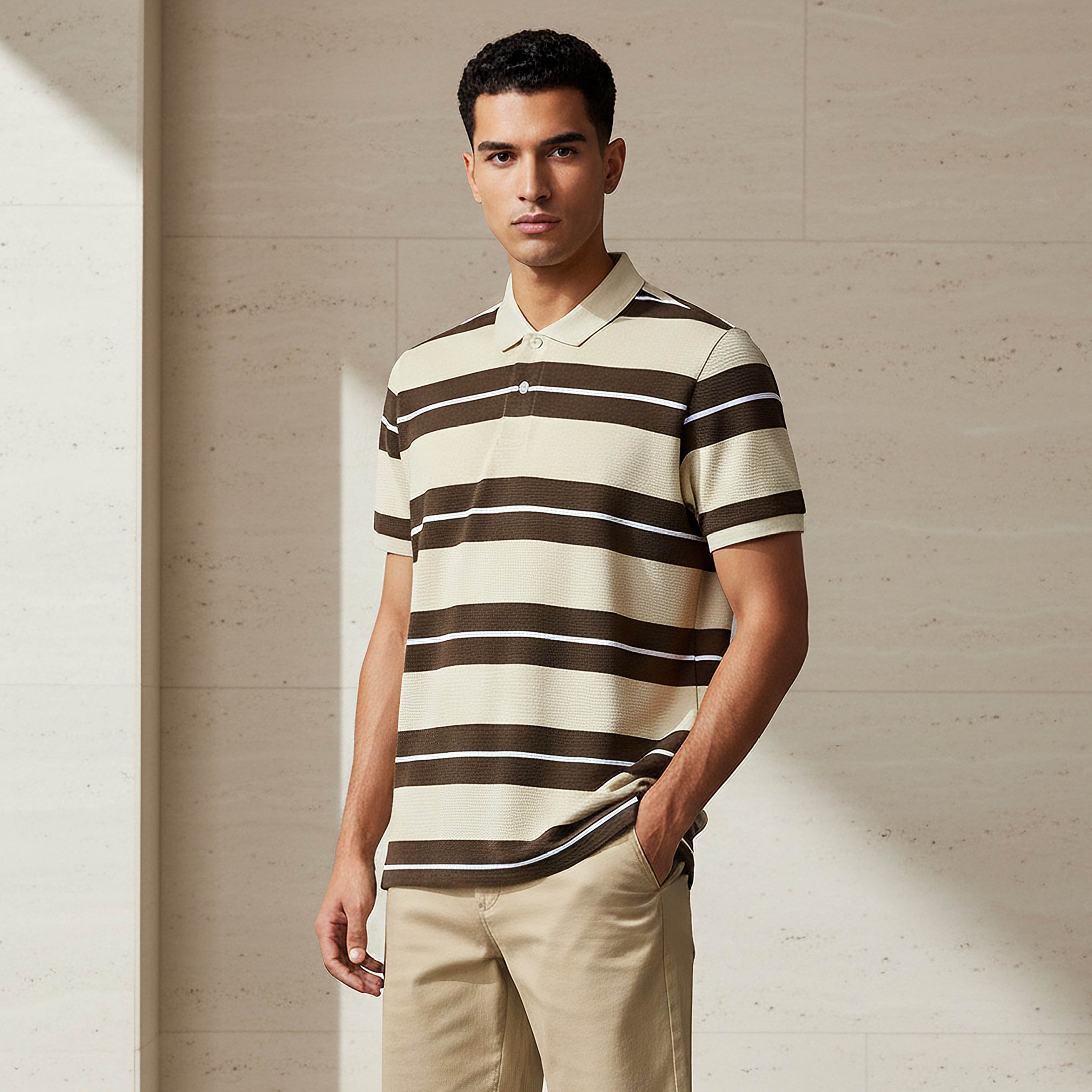 Men Short Sleeve Striped Polo T-shirt-men-clothing-tshirtsandpolos-polos-image-1