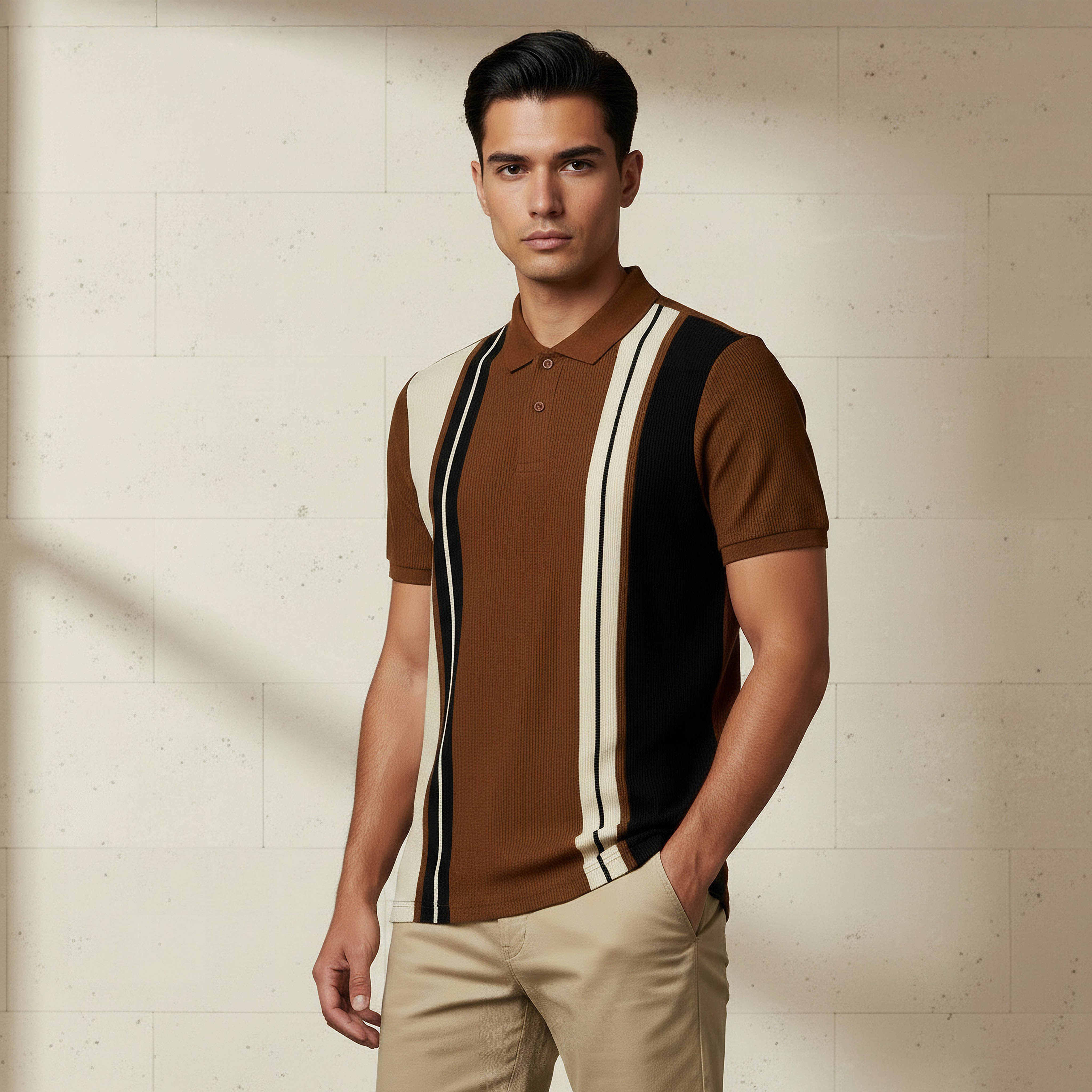 Men Short Sleeve Striped Polo T-shirt-men-clothing-tshirtsandpolos-polos-image-1