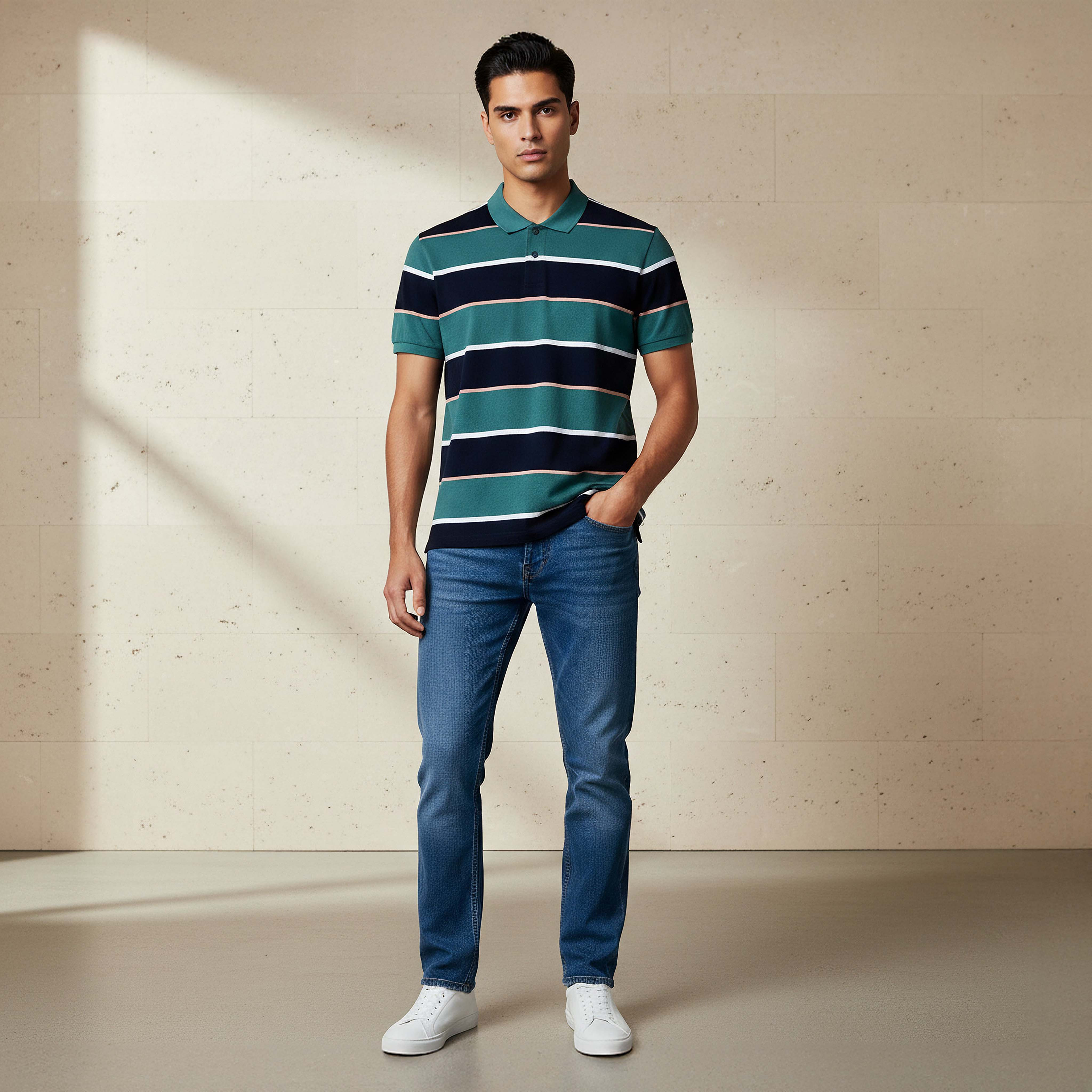 Men Short Sleeve Striped Polo T-shirt-men-clothing-tshirtsandpolos-polos-image-2