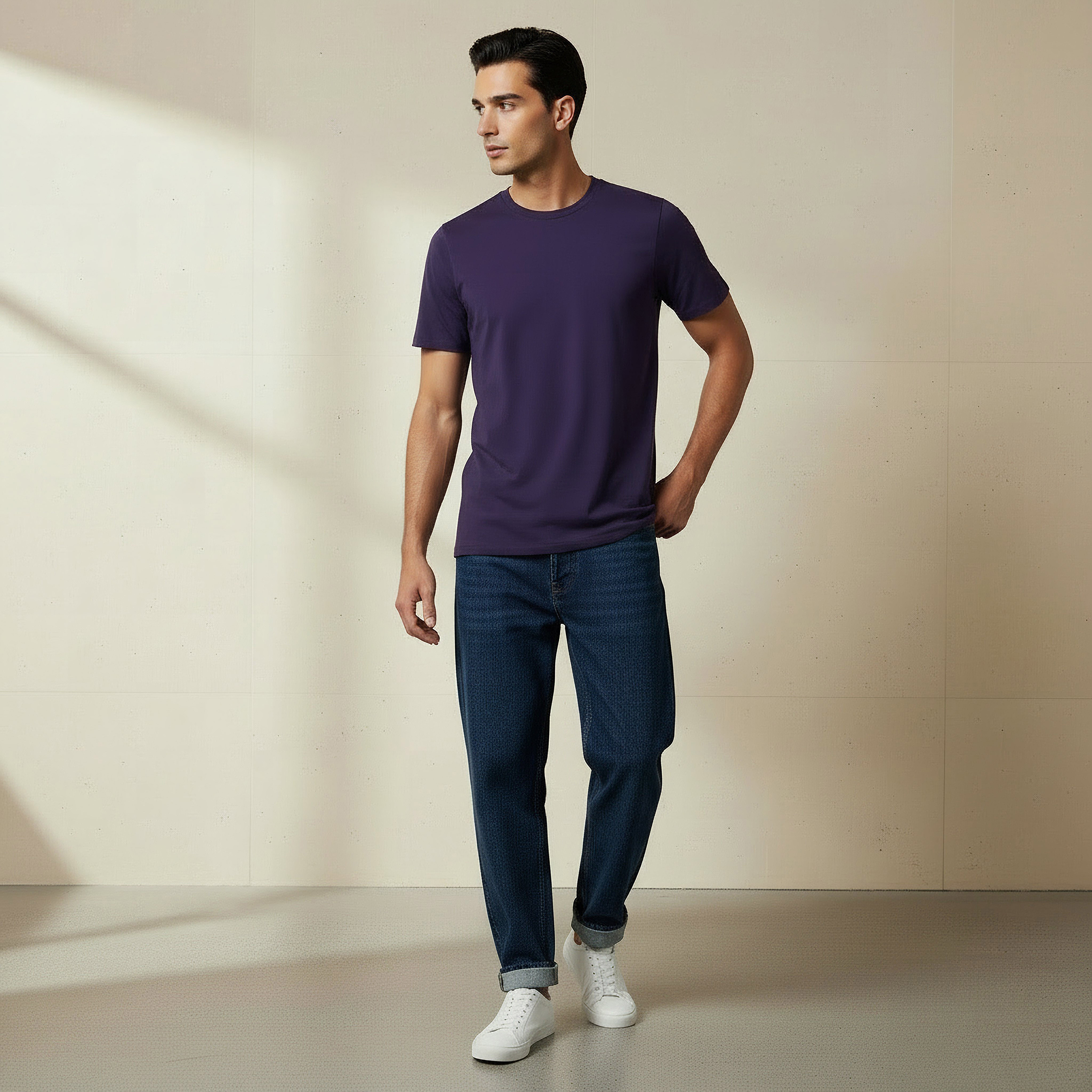 Men Regular Fit Crew Neck Short Sleeves T-shirt-men-clothing-tshirtsandpolos-tshirts-image-2
