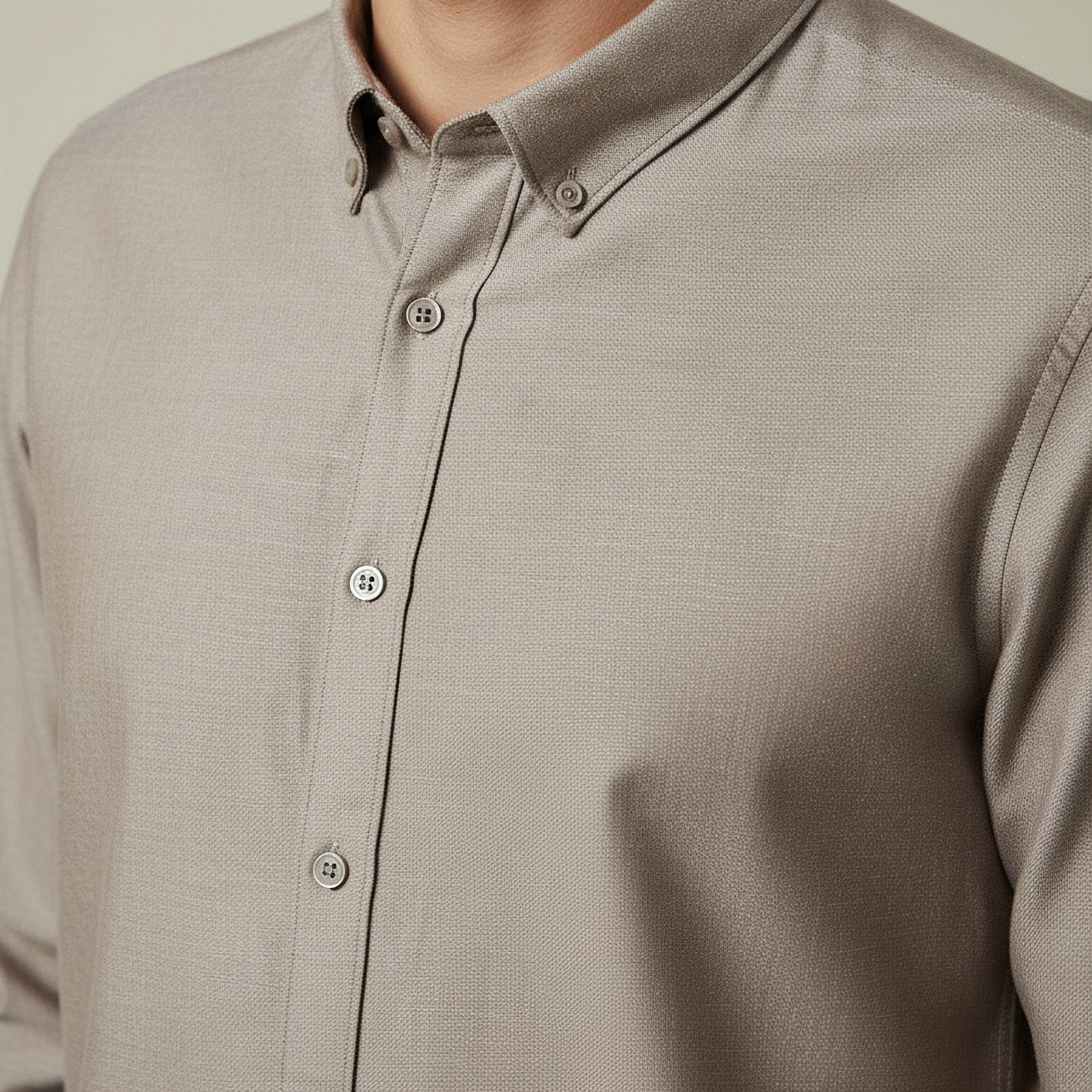 Men Regular Fit Collared Long Sleeves Textured Oxford Shirt-men-clothing-shirts-image-4