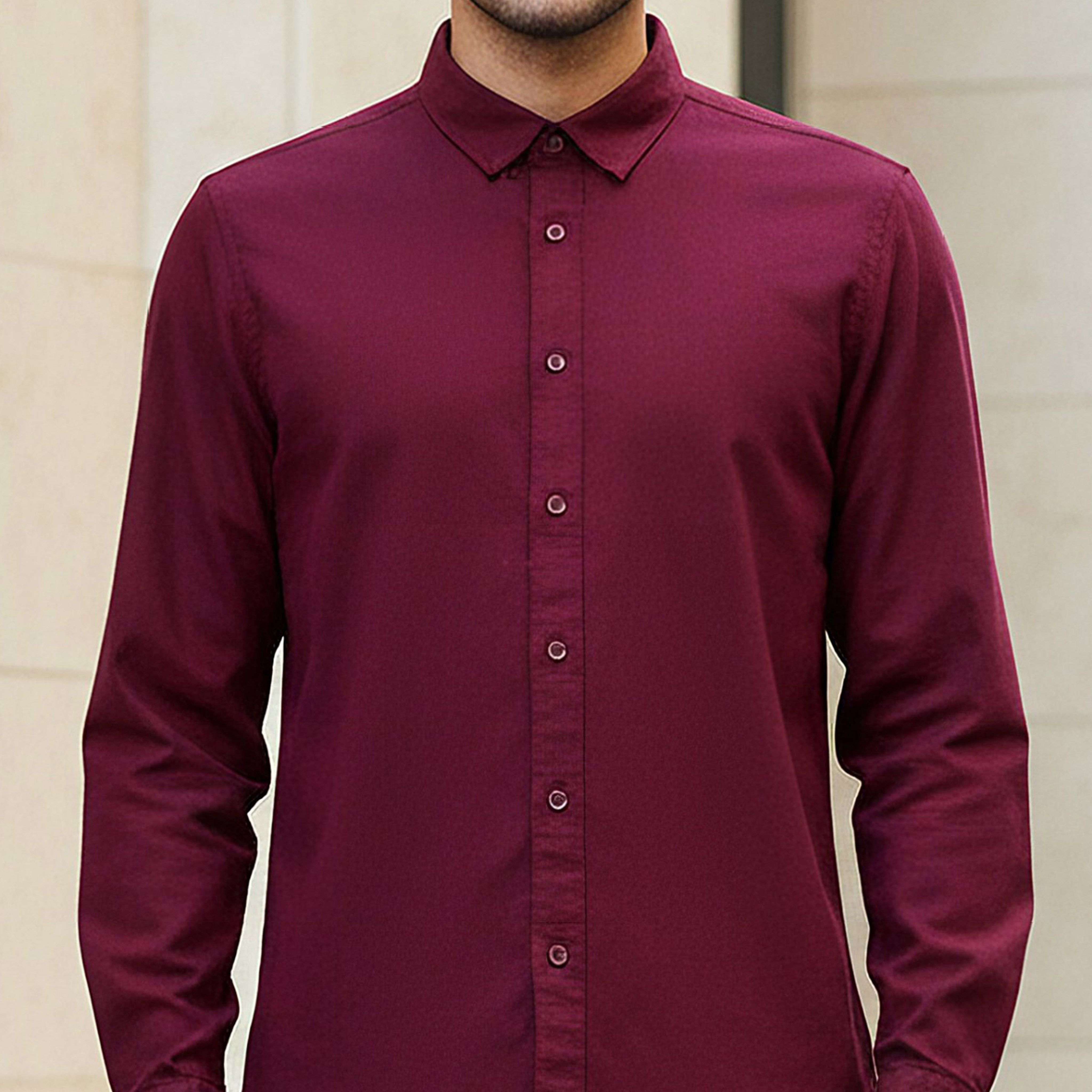 قميص أكسفورد بقصة عادية وياقة وأكمام طويلة وأزرار إغلاق للرجال-men-clothing-shirts-image-4