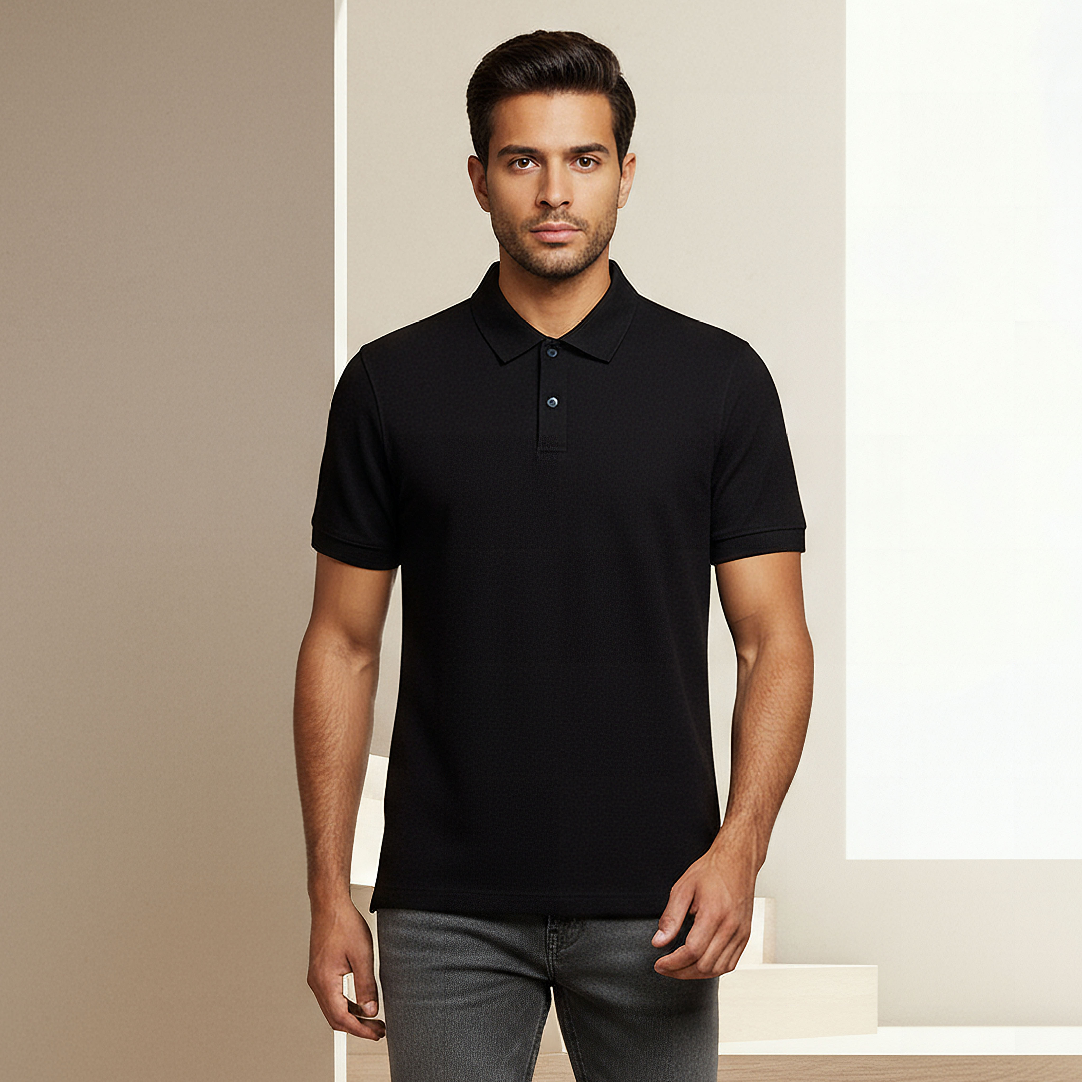 Men Short Sleeve Textured Polo T-shirt-men-clothing-tshirtsandpolos-polos-image-1