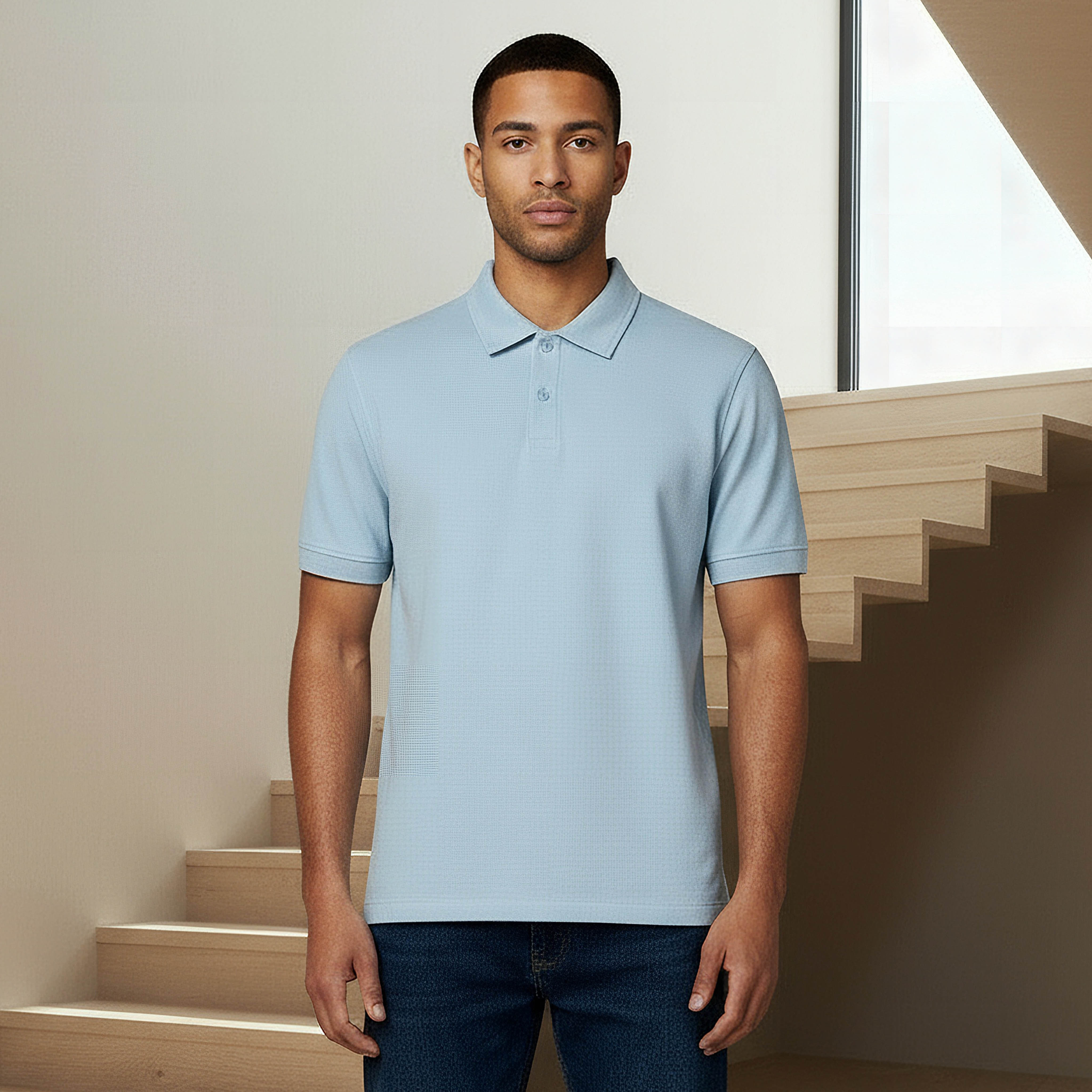 Men Short Sleeve Textured Polo T-shirt-men-clothing-tshirtsandpolos-polos-image-1
