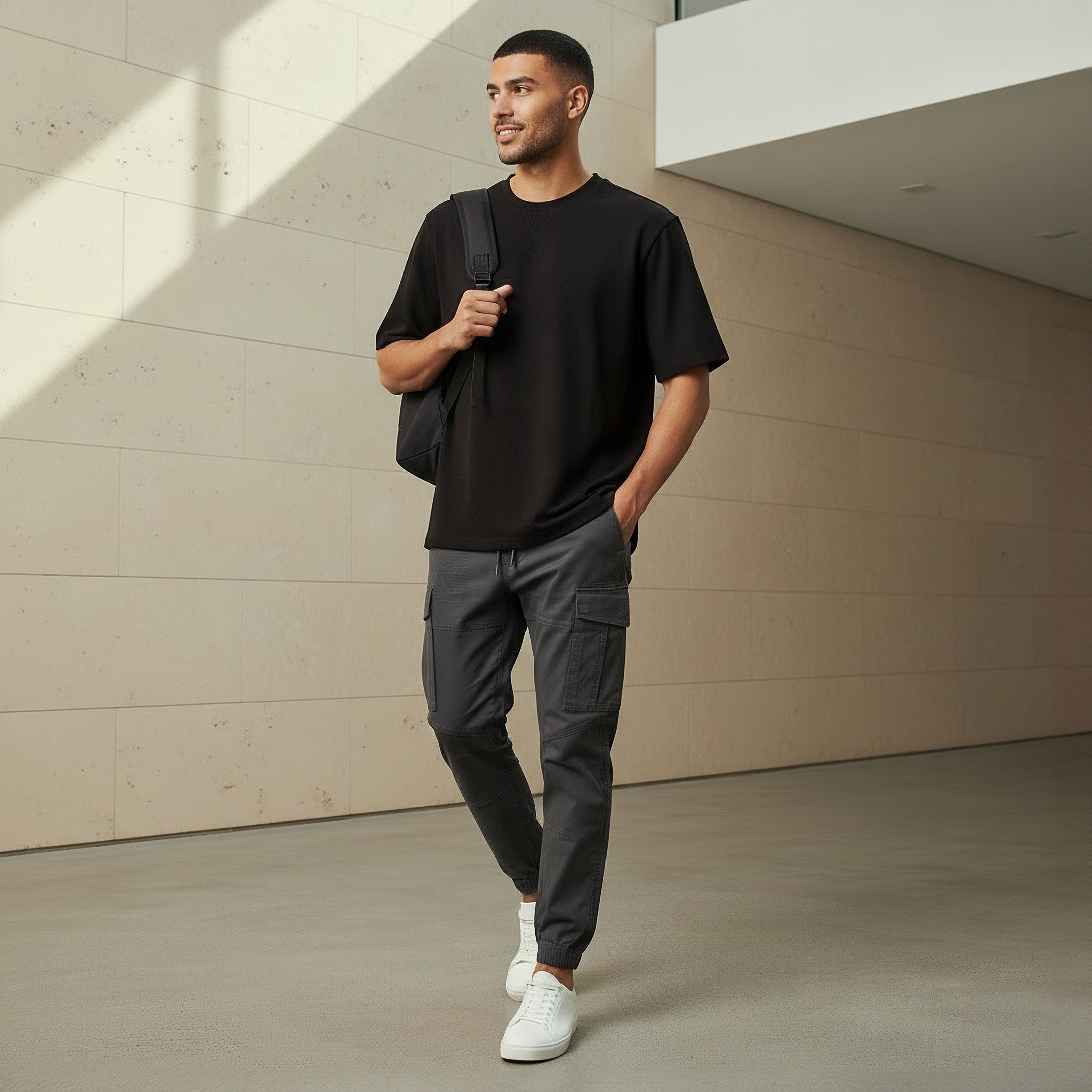 Men Relaxed Fit Crew Neck Short Sleeves Textured T-shirt-men-clothing-tshirtsandpolos-tshirts-image-2